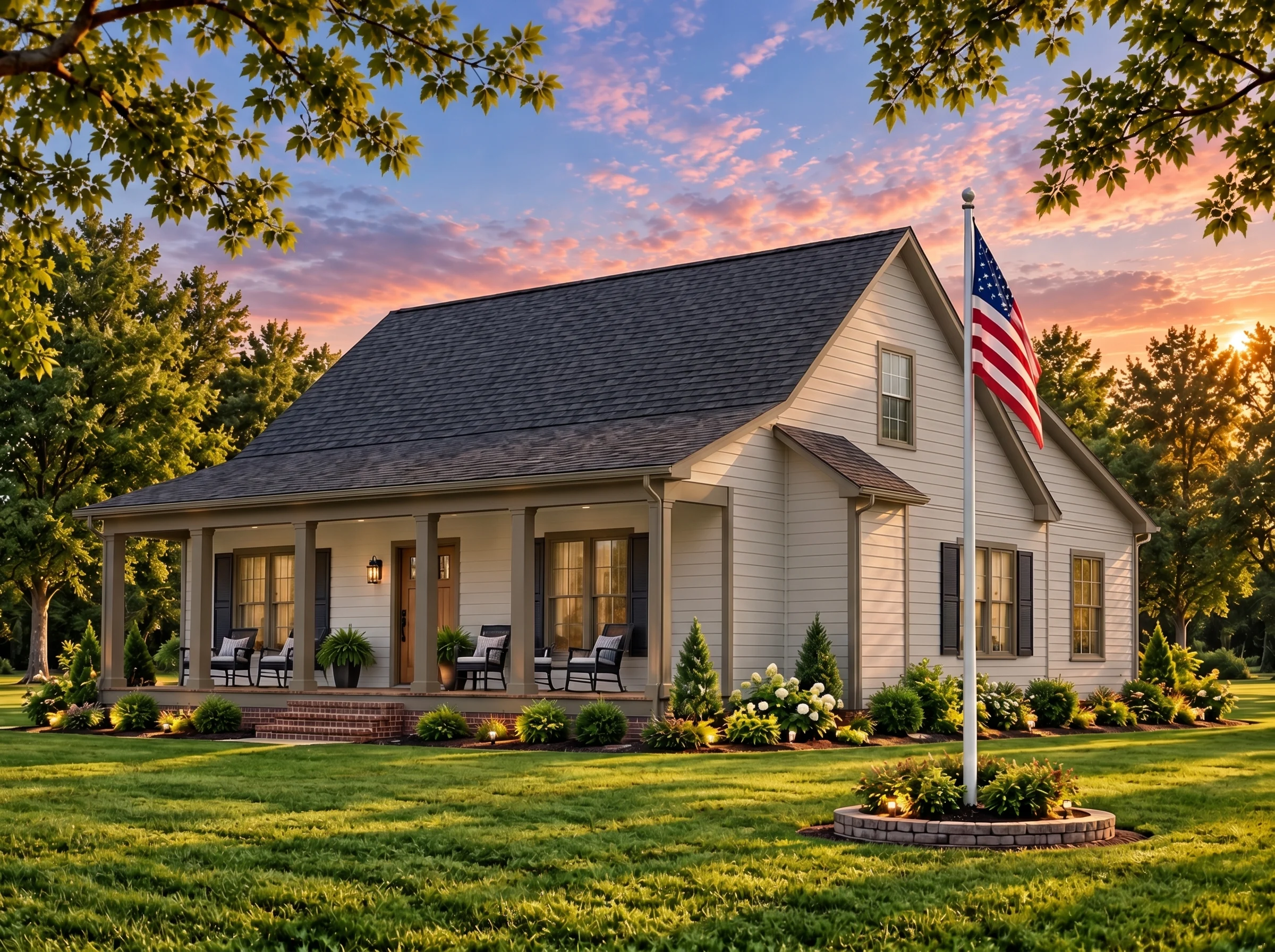 Plan  16-1634 – The Sorrow |  Southern Farmhouse – 2-Bed, 1-Bath, 1,080 SF - Mushroom Taupe, AI-generated exterior concept
