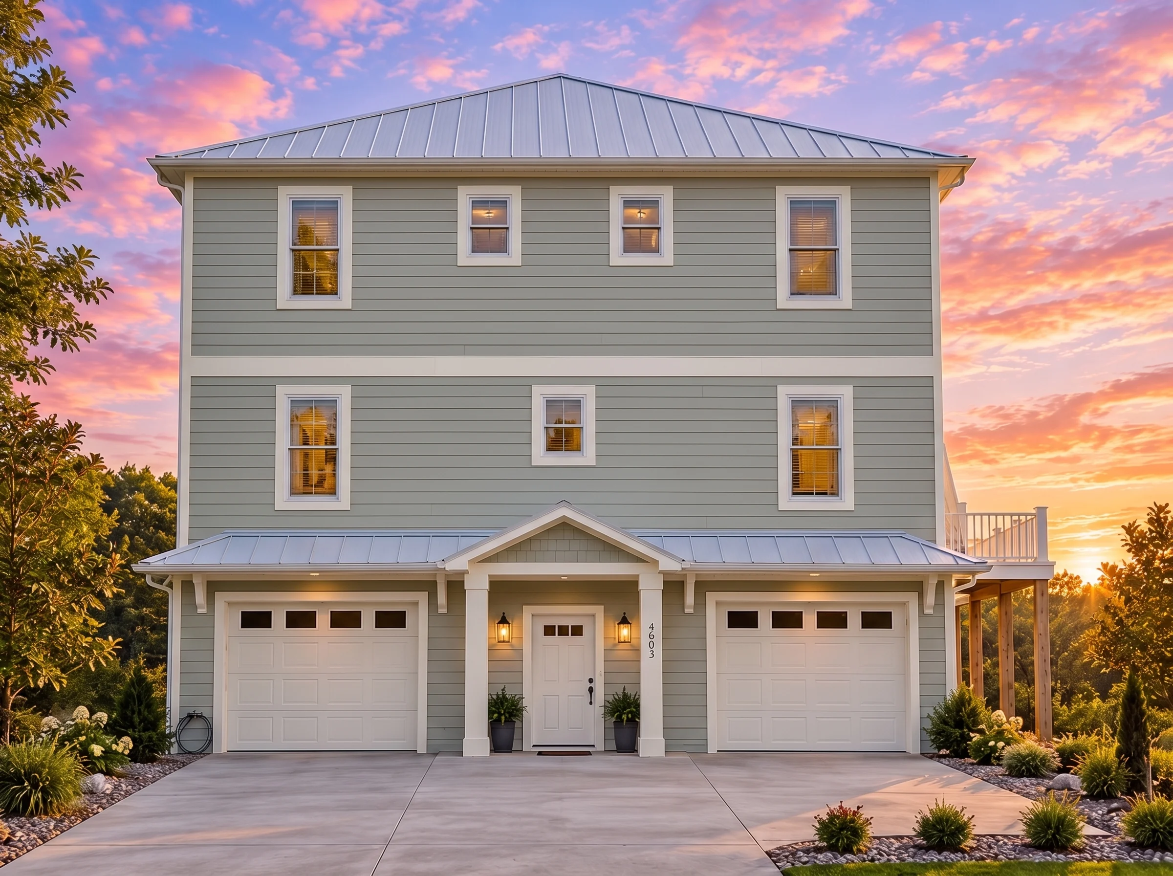 Plan  16-1818 – Power House |  Coastal Traditional – 3-Bed, 2-Bath, 1,124 SF - Muted Sage, AI-generated exterior concept