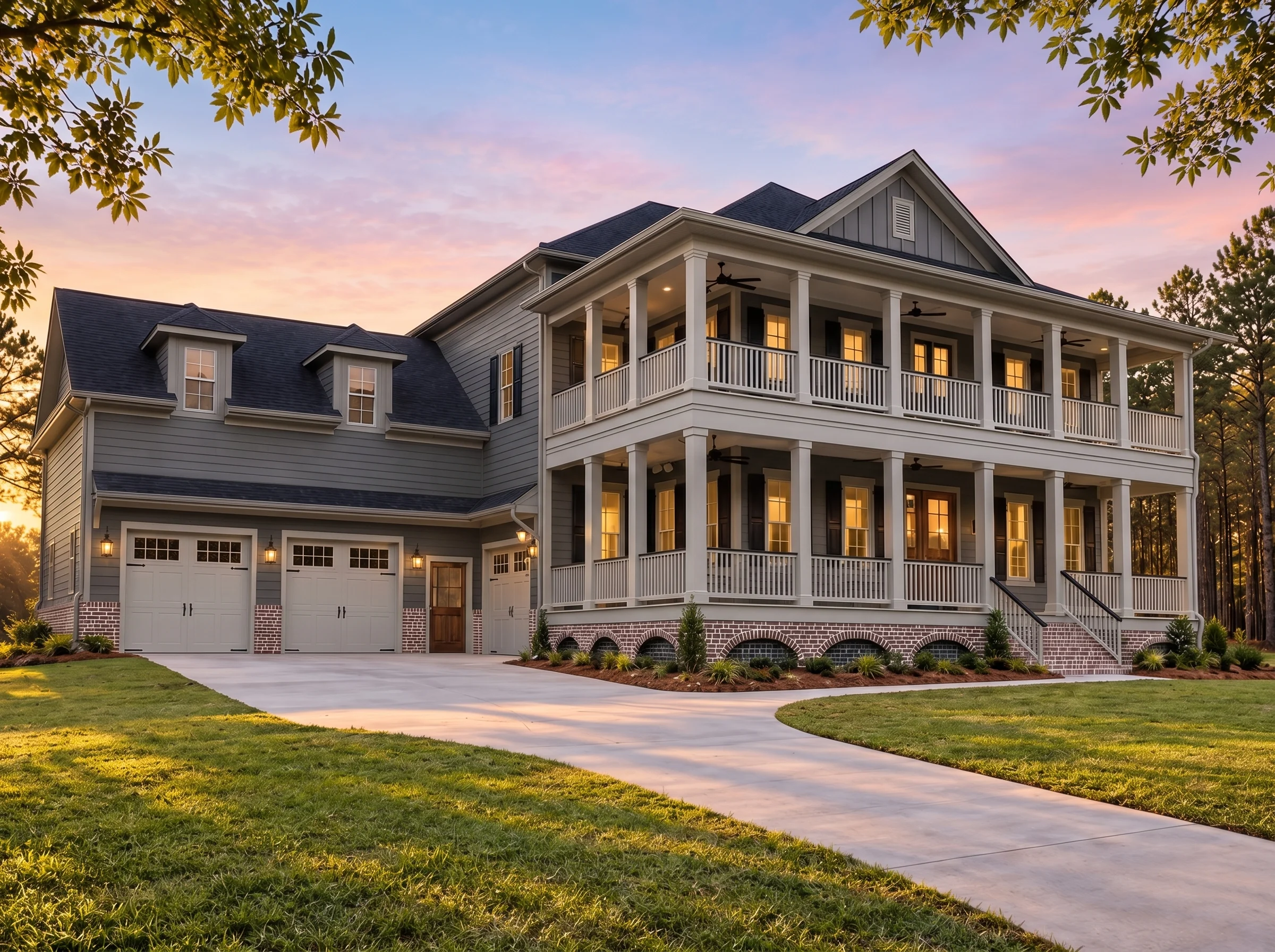Plan  16-1831 – Iowa Hawkeye |  Colonial – 4-Bed, 5-Bath, 5,184 SF - Warm Charcoal, AI-generated exterior concept