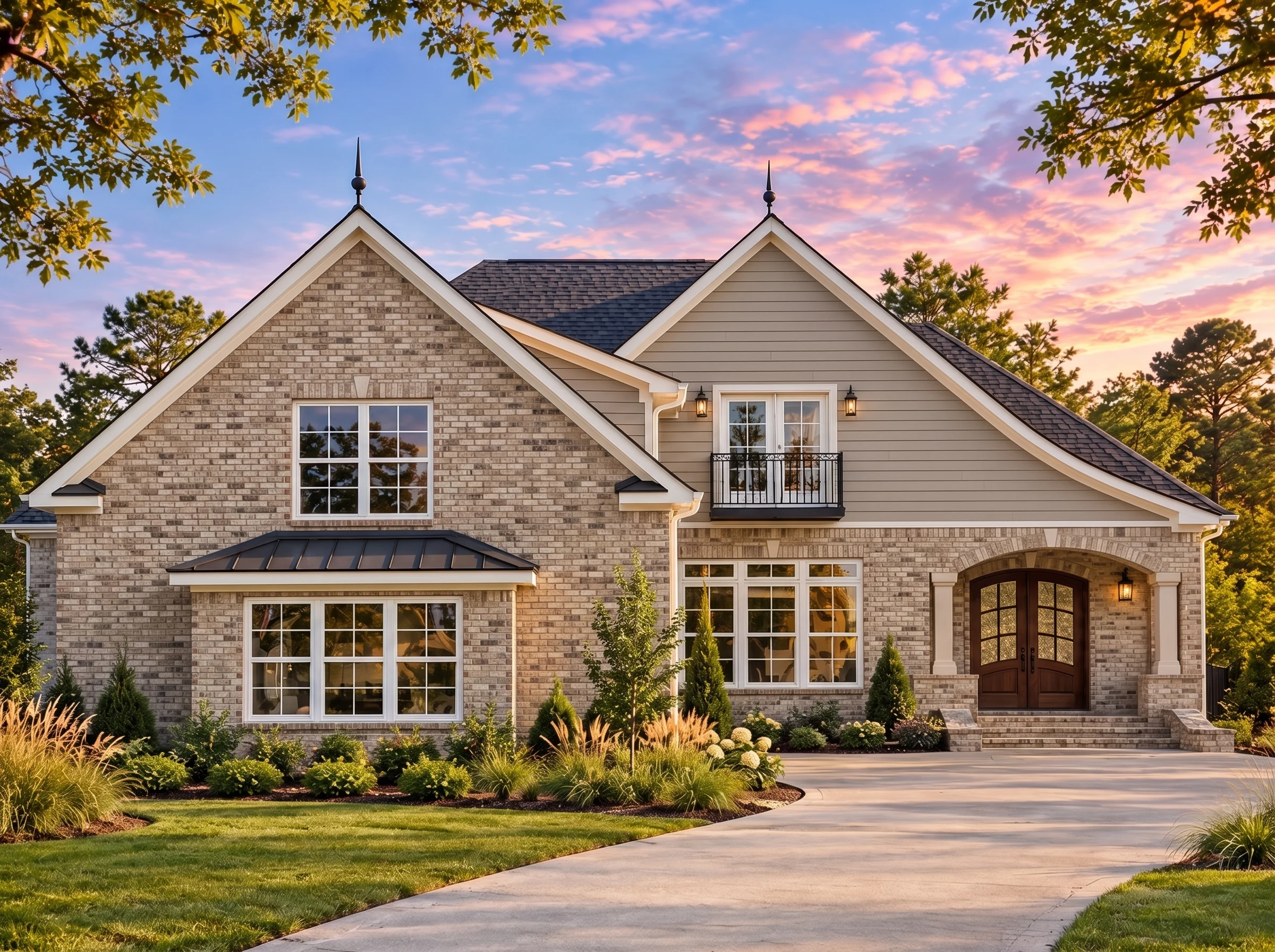 Plan  16-1836 – Auburn Creek Cottage  | French Country – 4-Bed, 3.5-Bath, 3,930 SF - Natural Brick, AI-generated exterior concept