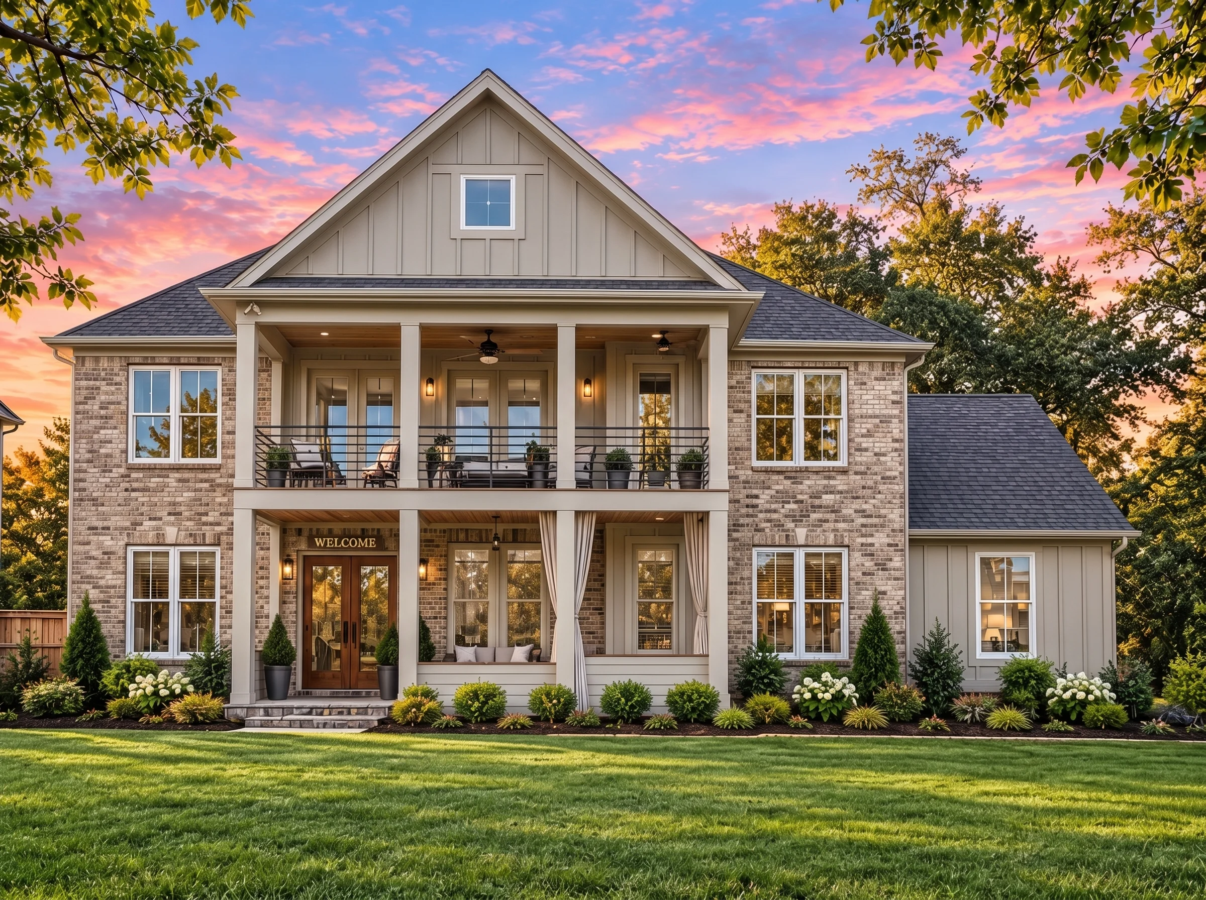 Plan  17-1167 – Auburn Vale Hall |  Modern Farmhouse – 4-Bed, 3-Bath, 2,380 SF - Natural Brick, AI-generated exterior concept
