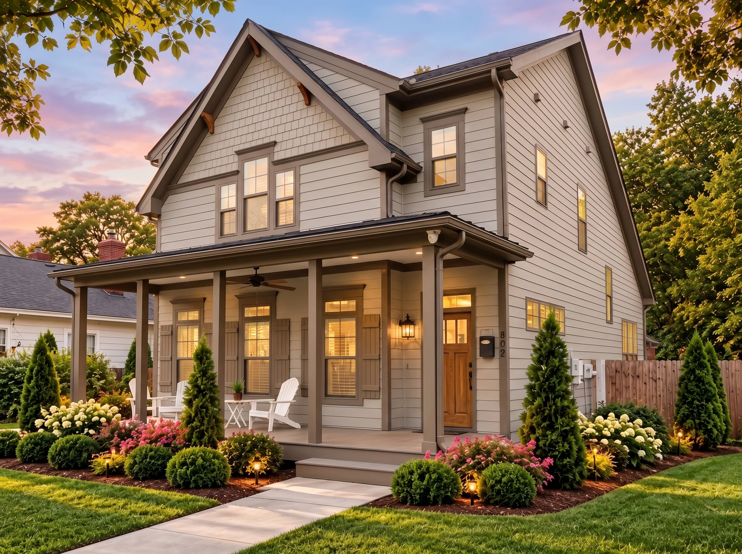 Plan  17-1161 – Anderson Ridge |  Modern Farmhouse – 3-Bed, 3-Bath, 3,754 SF - Mushroom Taupe, AI-generated exterior concept