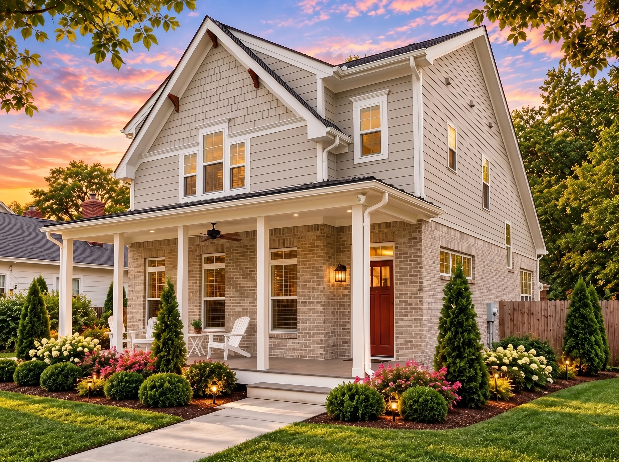 Plan  17-1161 – Anderson Ridge |  Modern Farmhouse – 3-Bed, 3-Bath, 3,754 SF - Natural Brick, AI-generated exterior concept