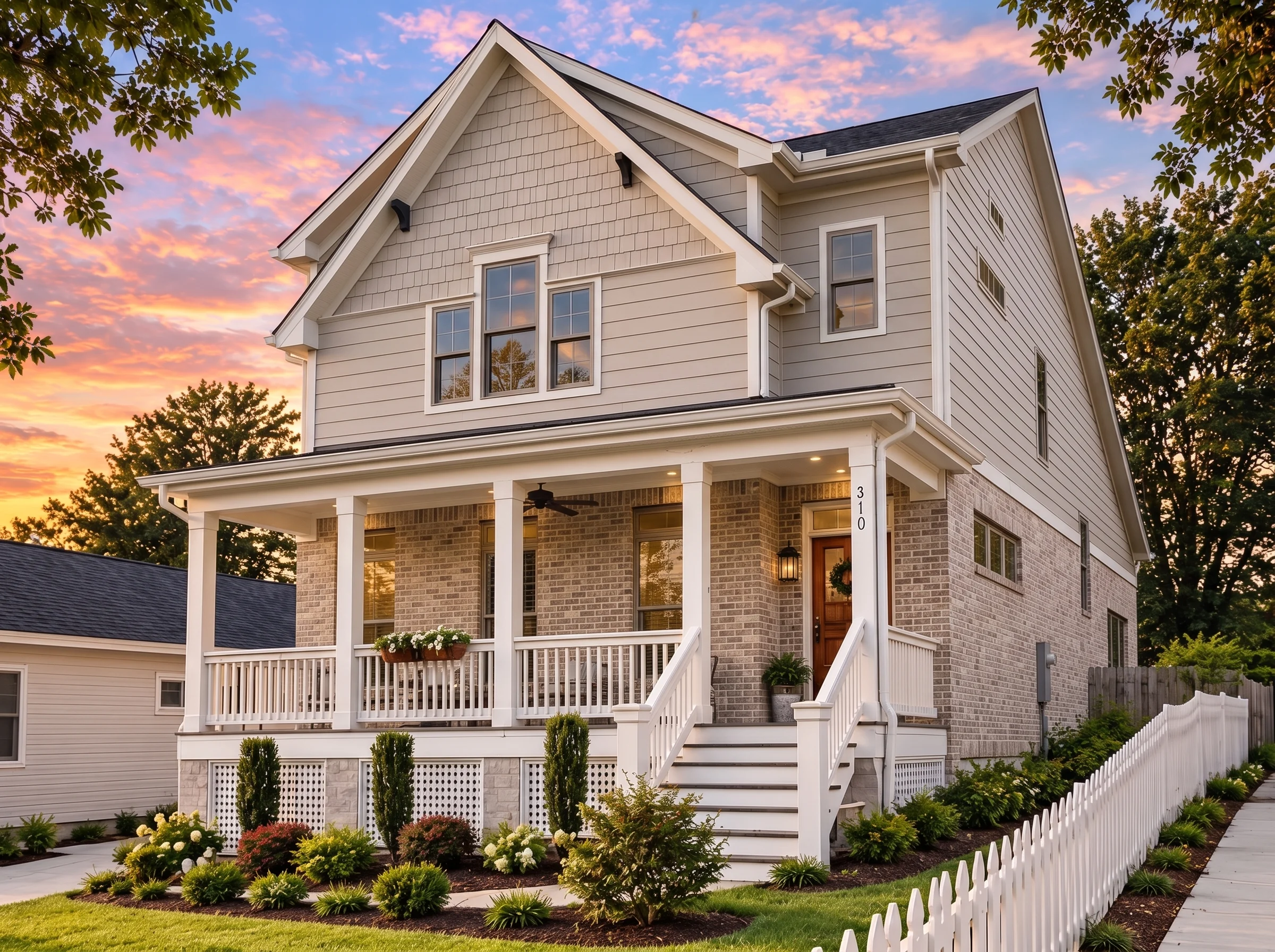 Plan  17-1351 – Lewis Walk |  Traditional Colonial – 3-Bed, 3-Bath, 2,065 SF - Natural Brick, AI-generated exterior concept