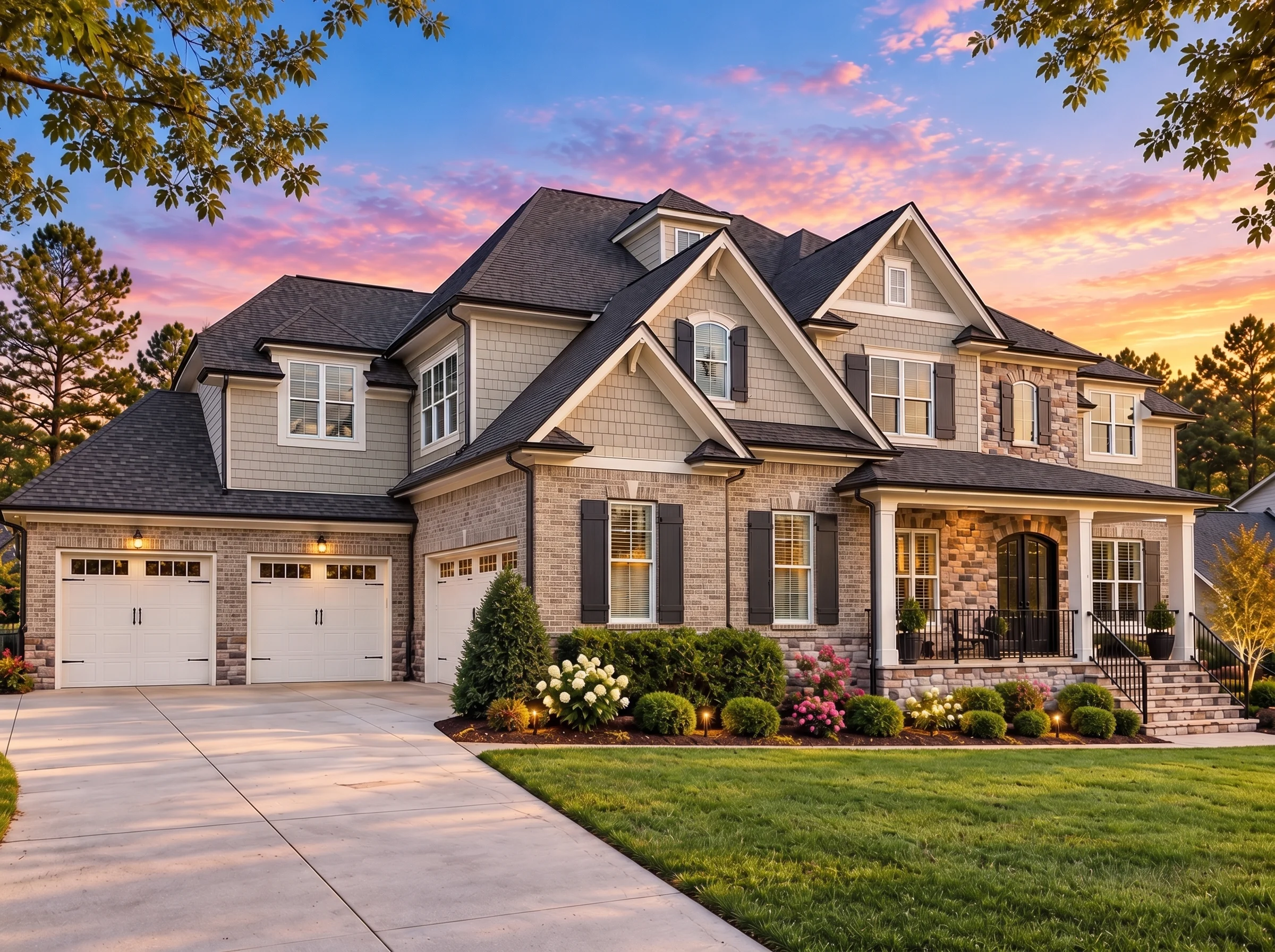 Plan  17-1320 – Martinez Place |  Traditional Colonial – 5-Bed, 5-Bath, 4,753 SF - Natural Brick, AI-generated exterior concept