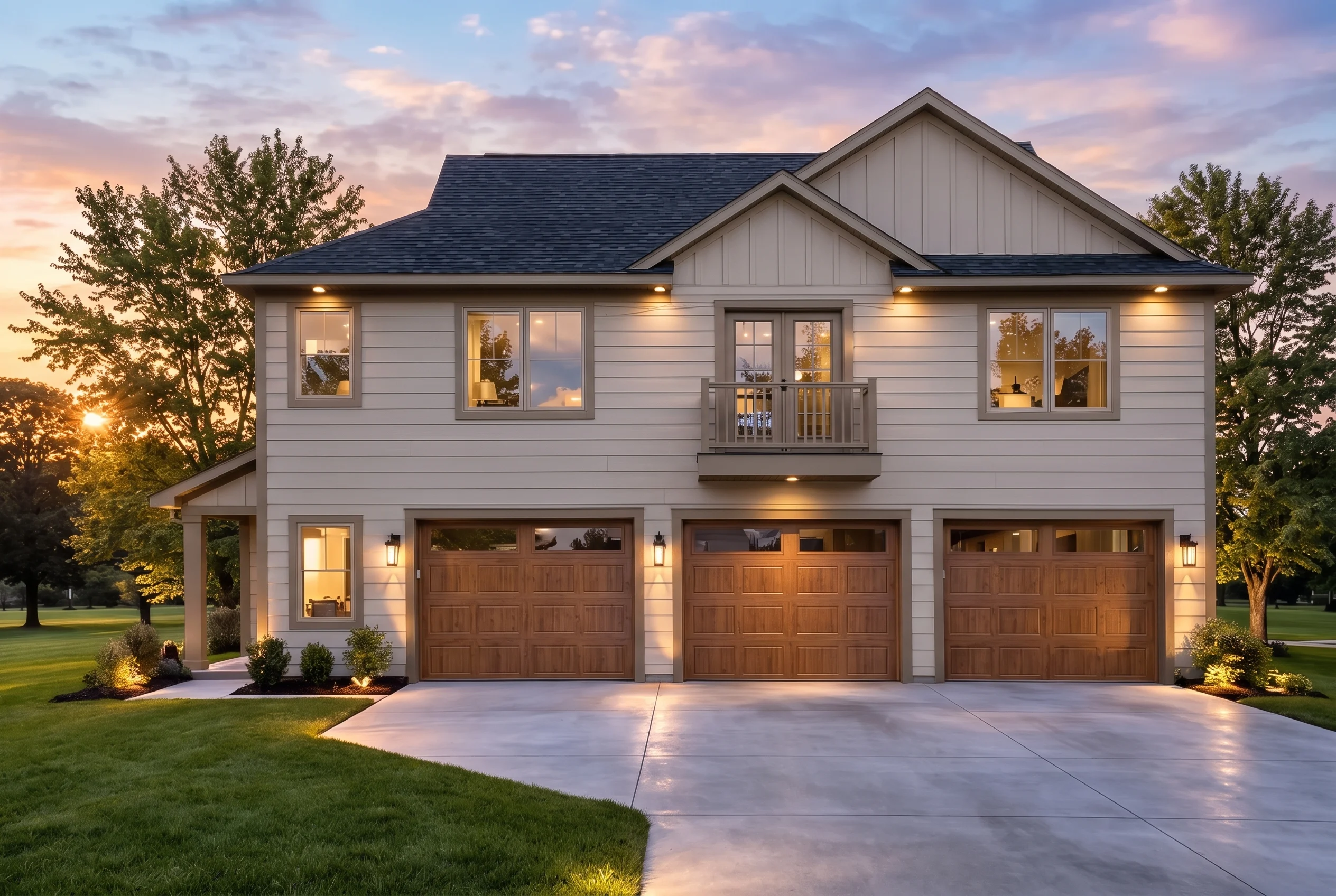 Plan  17-1302 – Aster Landing Estate  | New American – 2-Bed, 1-Bath, 960 SF - Mushroom Taupe, AI-generated exterior concept