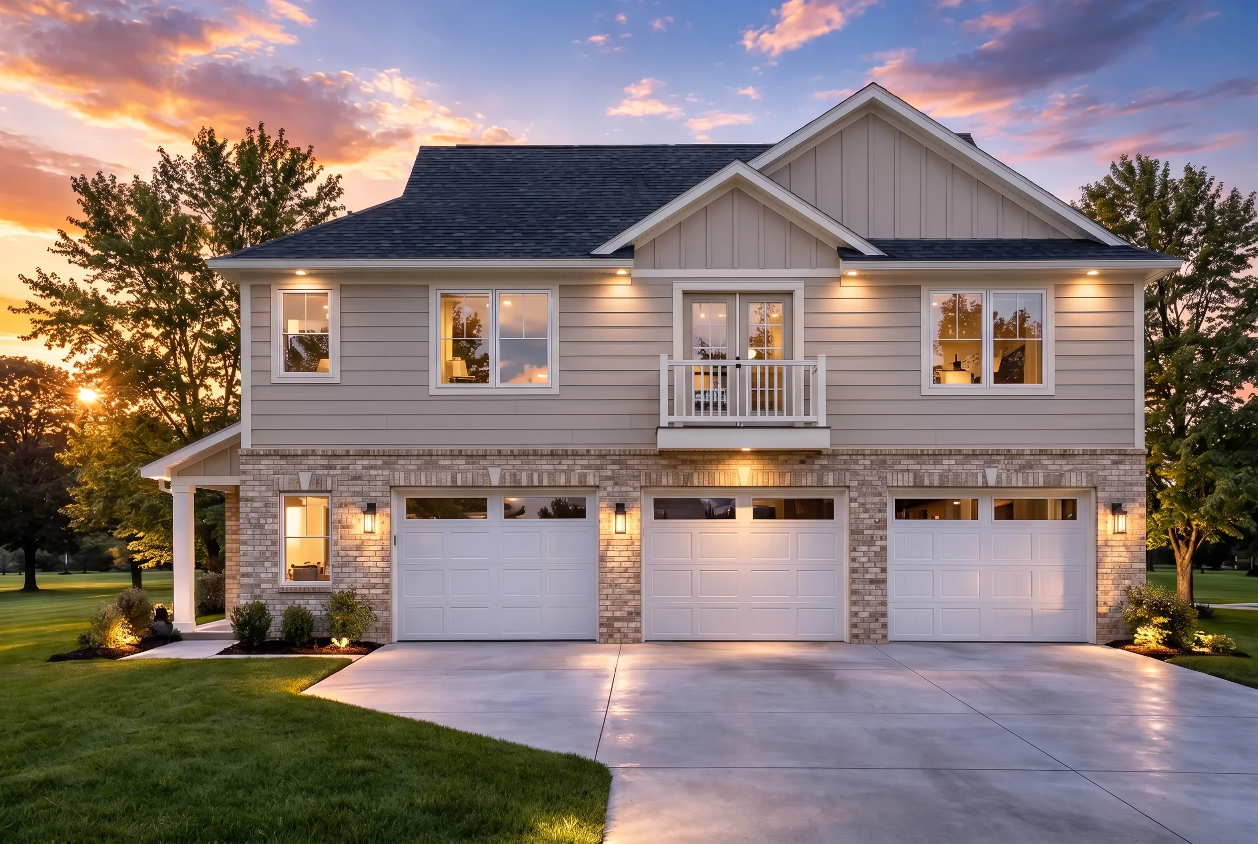 Plan  17-1302 – Aster Landing Estate  | New American – 2-Bed, 1-Bath, 960 SF - Natural Brick, AI-generated exterior concept