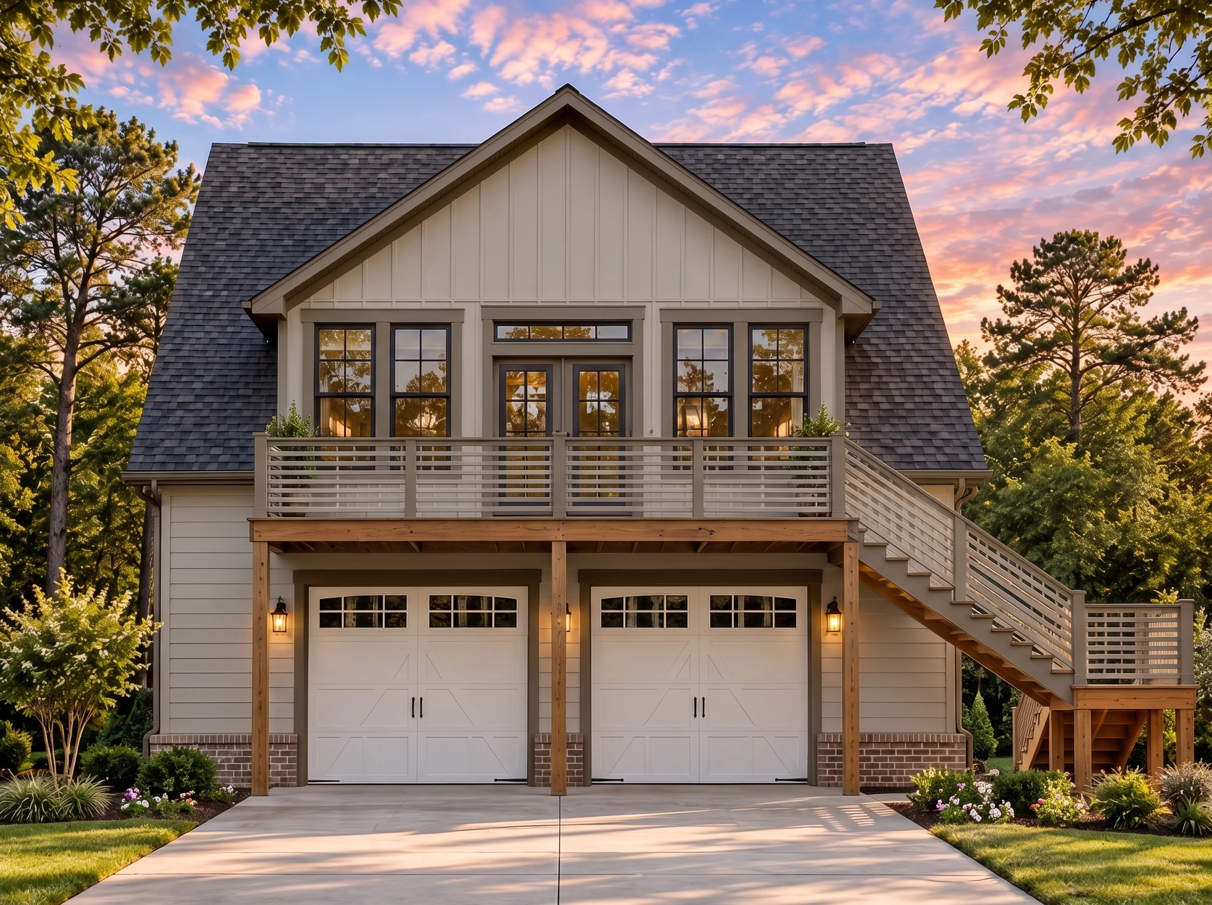Plan  17-1263 – Aster Ridge Lodge |  Cape Cod Garage – 1-Bed, 1-Bath, 247 SF - Mushroom Taupe, AI-generated exterior concept