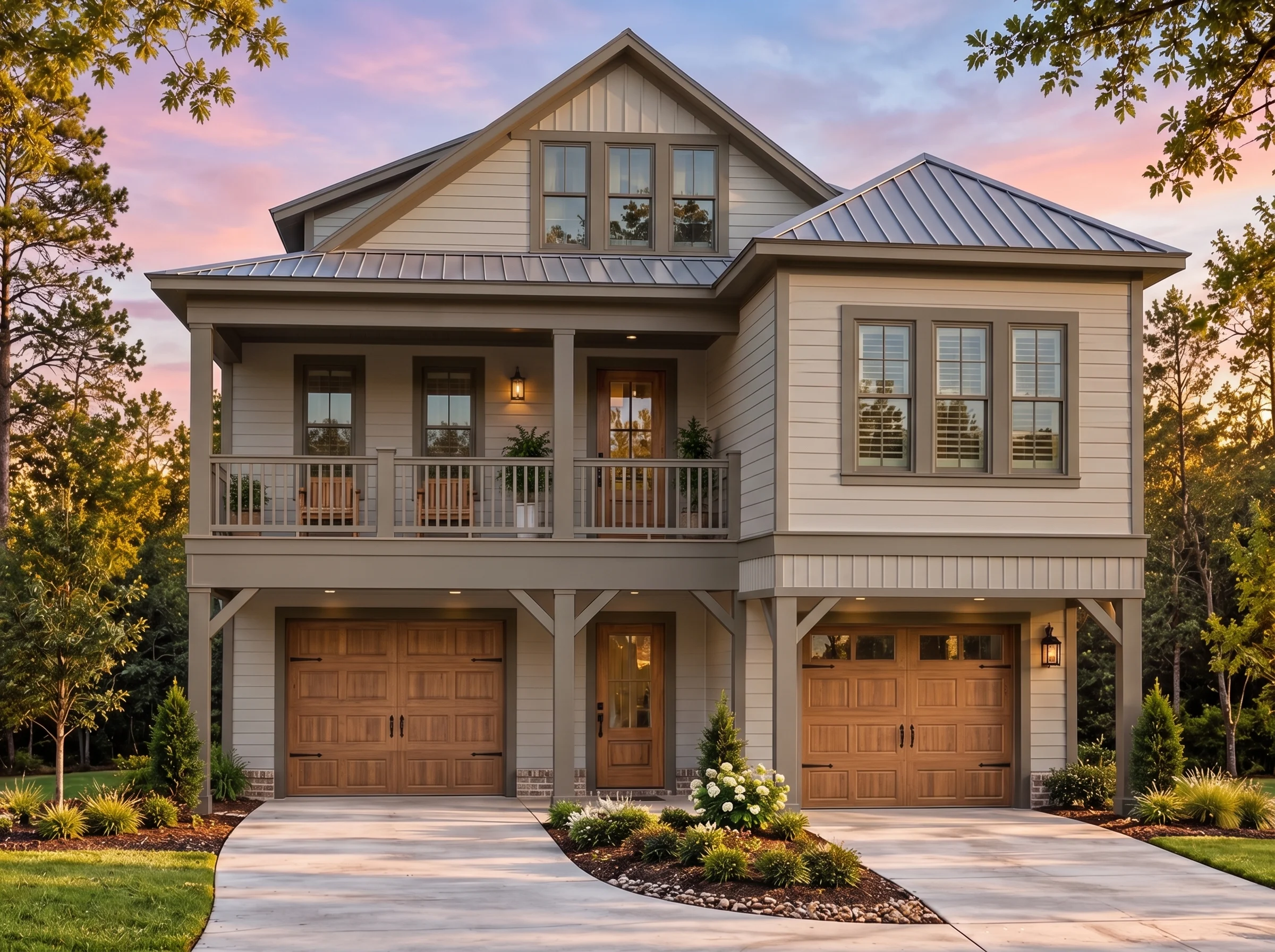 Plan  17-1206 – Harris Crossing |  Traditional European – 3-Bed, 3.5-Bath, 4,791 SF - Mushroom Taupe, AI-generated exterior concept