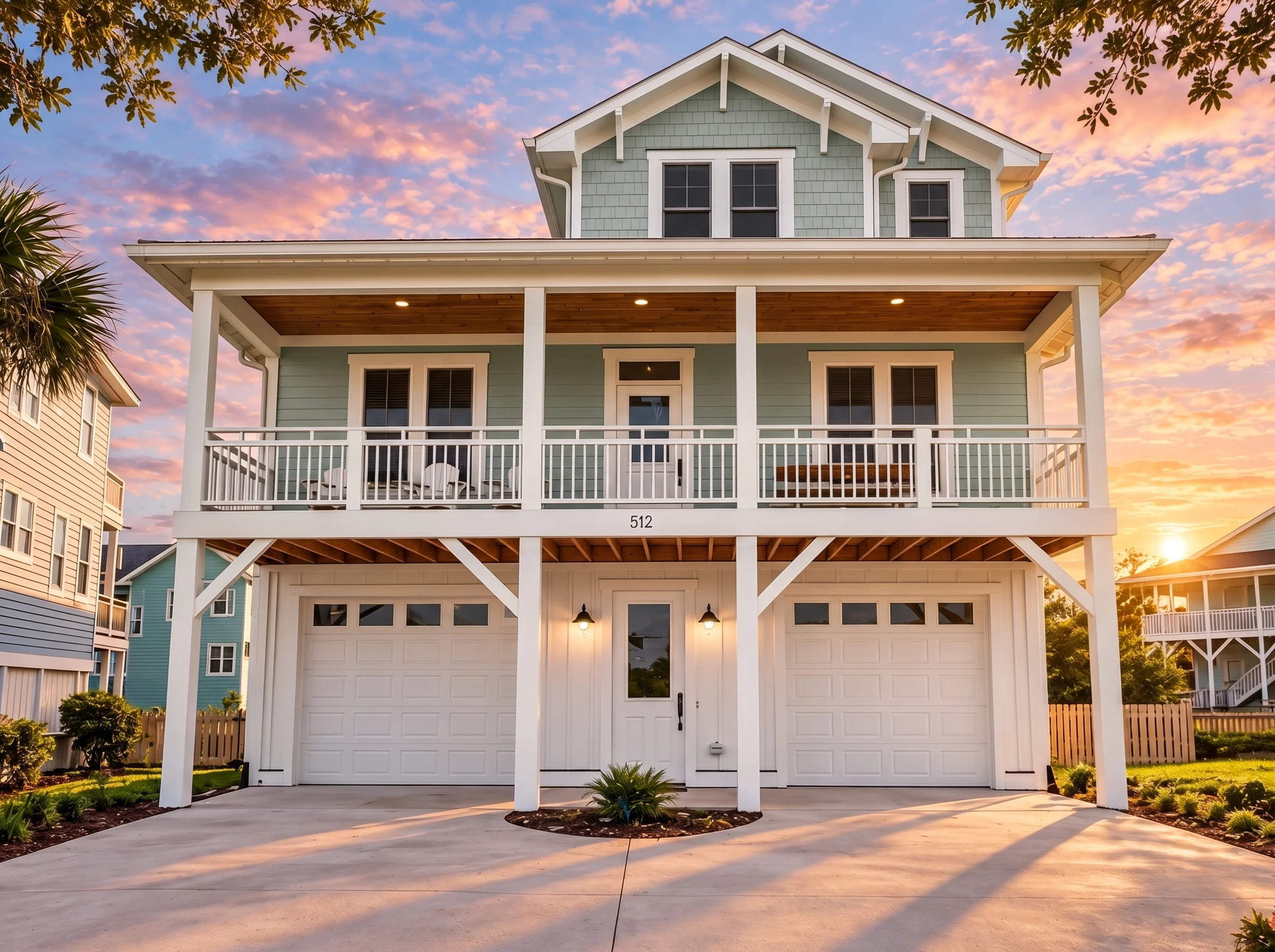 Plan  17-1380 – Auburn Ridge Hall |  Coastal – 4-Bed, 3.5-Bath, 2,328 SF - Muted Sage, AI-generated exterior concept