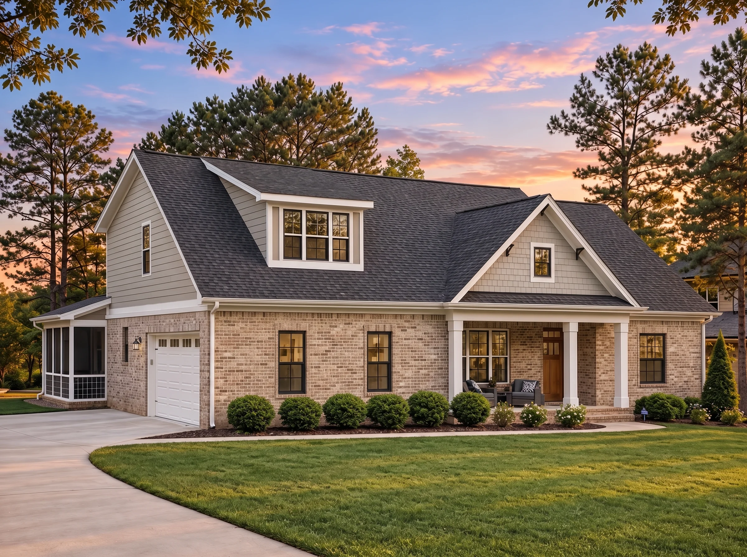 Plan  17-1386 – Honeysuckle Hall |  New American – 5-Bed, 4-Bath, 2,615 SF - Natural Brick, AI-generated exterior concept