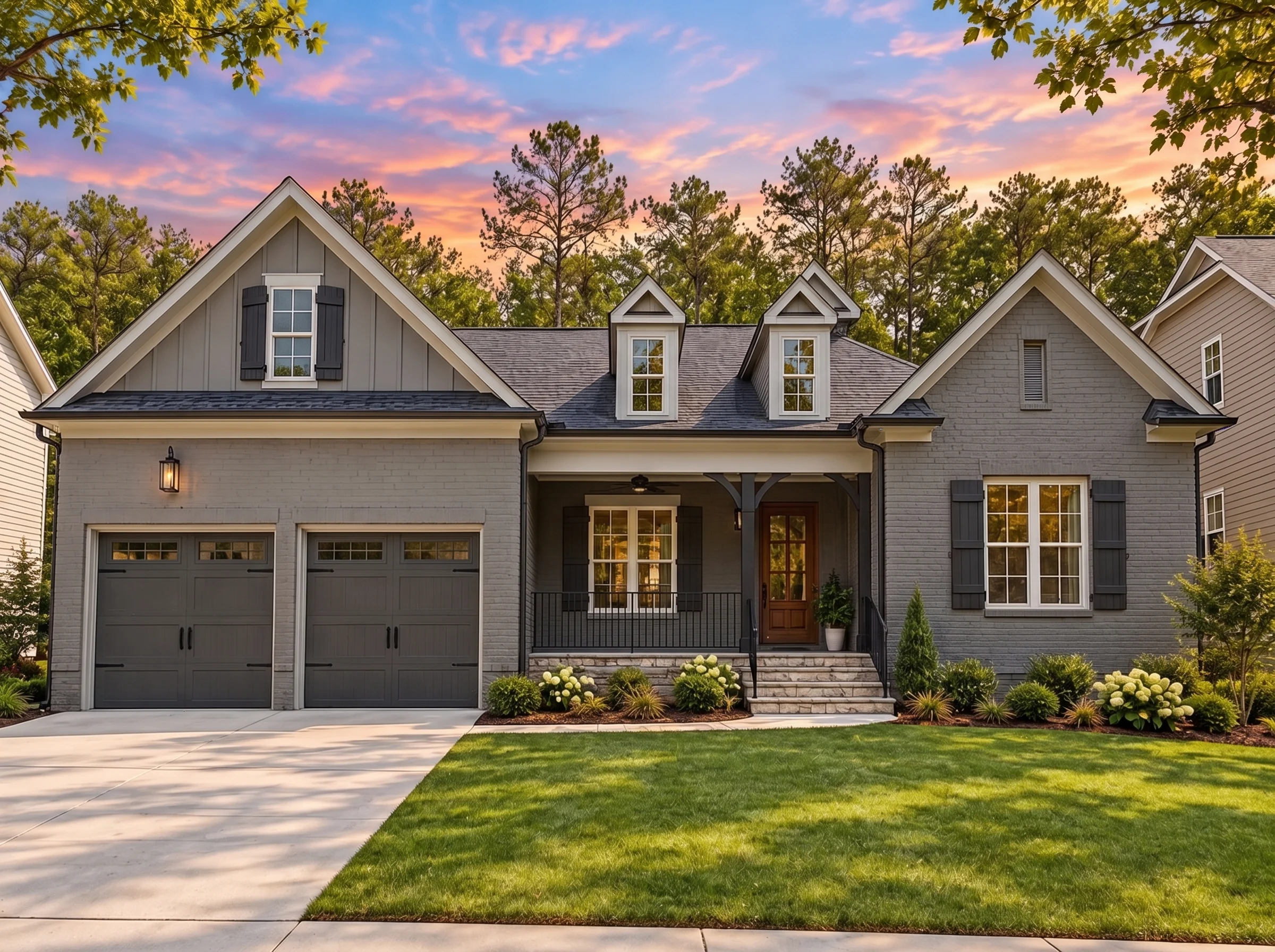 Plan  17-1473 – Aster Station House  | Modern Farmhouse – 4-Bed, 3.5-Bath, 2,815 SF - Warm Charcoal, AI-generated exterior concept