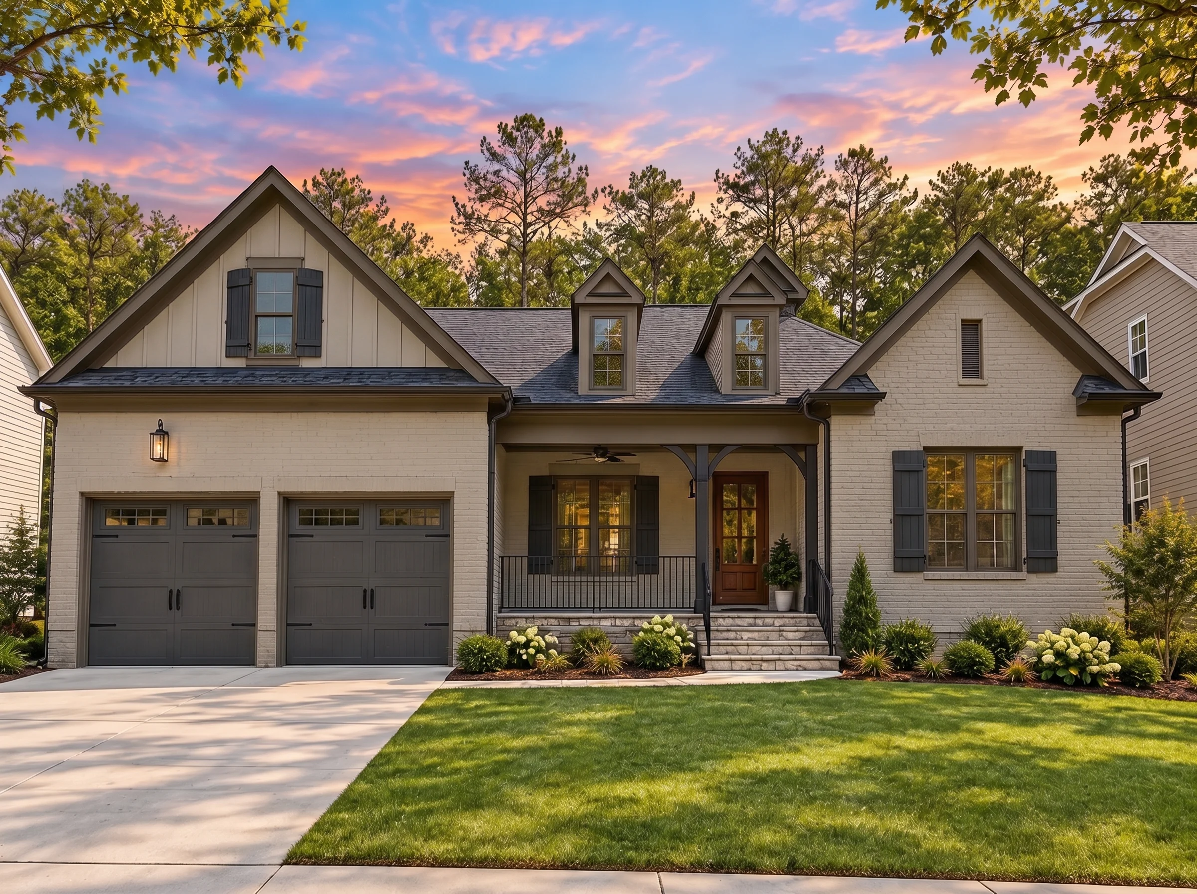 Plan  17-1473 – Aster Station House  | Modern Farmhouse – 4-Bed, 3.5-Bath, 2,815 SF - Mushroom Taupe, AI-generated exterior concept