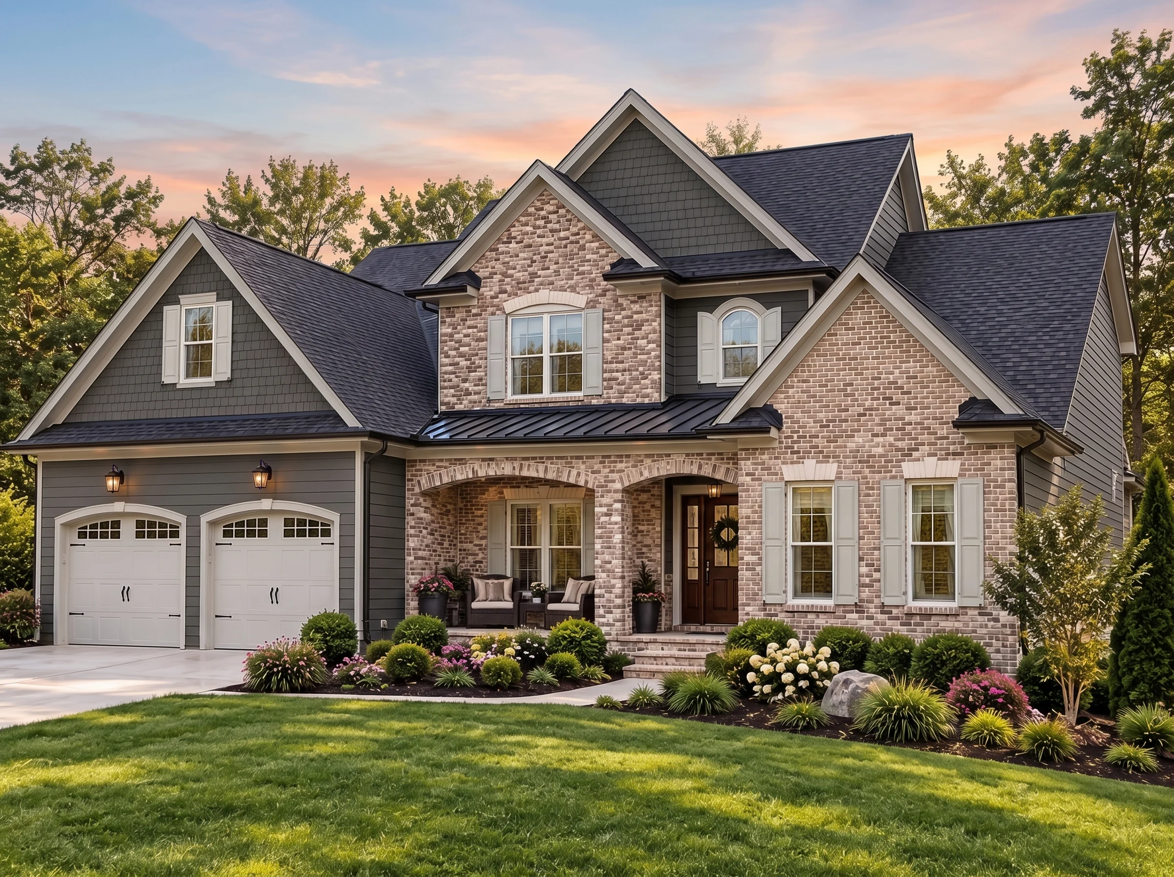 Plan  17-1531 – The Scott Station |  New American – 5-Bed, 4.5-Bath, 3,774 SF - Warm Charcoal, AI-generated exterior concept