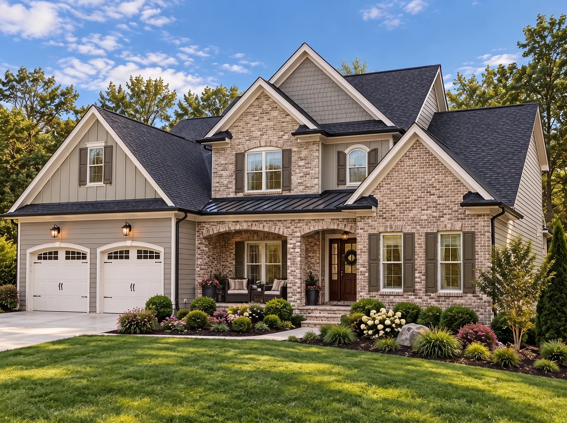 Plan  17-1531 – The Scott Station |  New American – 5-Bed, 4.5-Bath, 3,774 SF - Natural Brick, AI-generated exterior concept