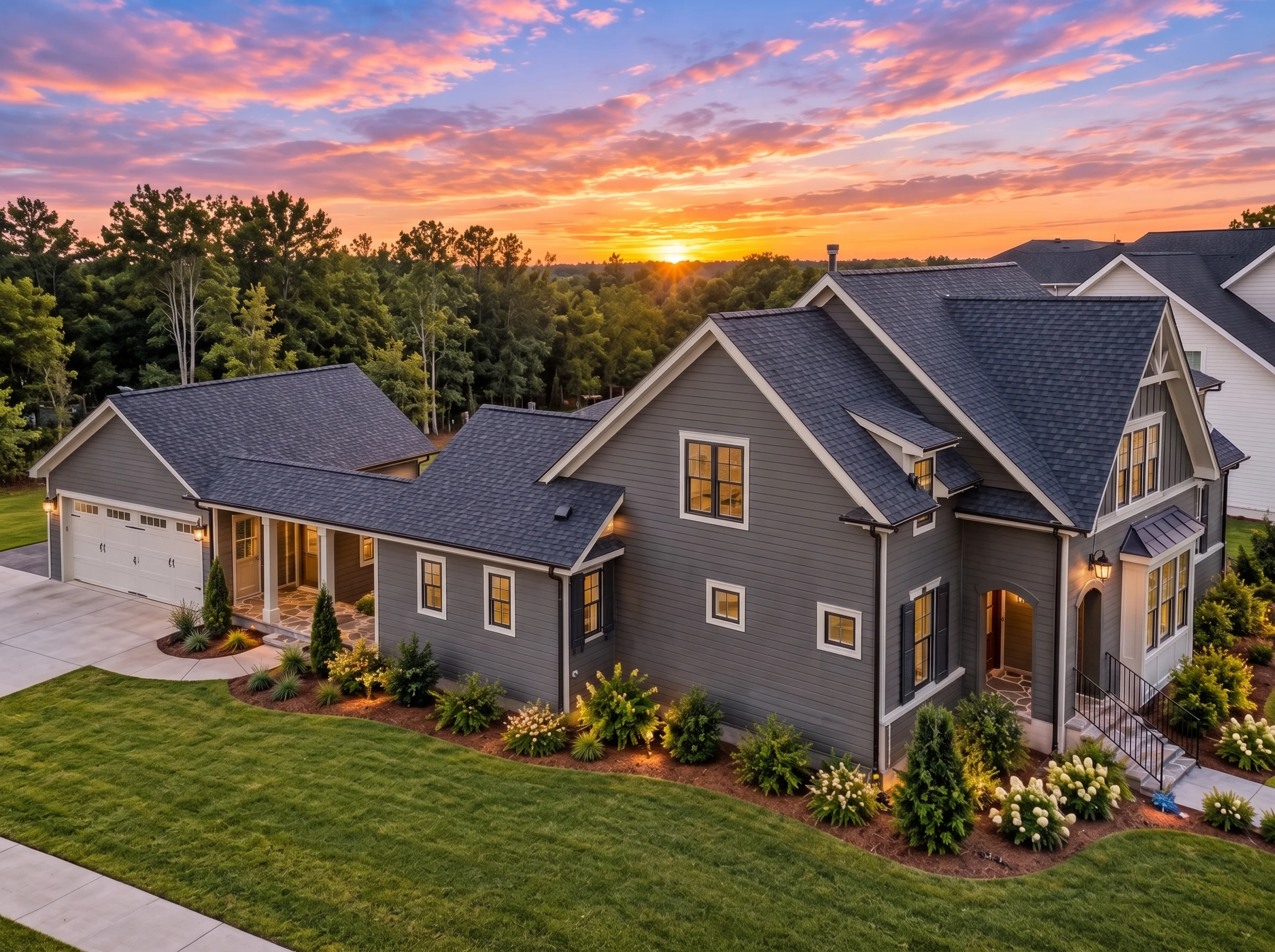 Plan  17-1645 – Roberts Crossing |  Modern Farmhouse – 3-Bed, 2.5-Bath, 2,506 SF - Warm Charcoal, AI-generated exterior concept