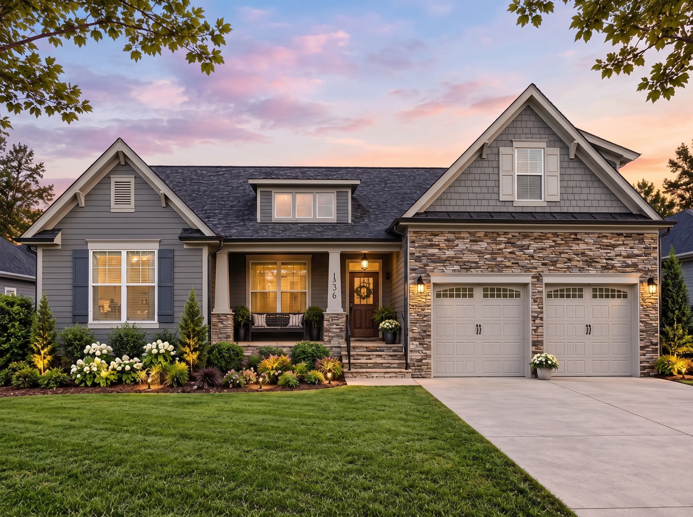 Plan  17-1662 – Aster Garden House |  Modern Farmhouse – 3-Bed, 3.5-Bath, 2,561 SF - Warm Charcoal, AI-generated exterior concept
