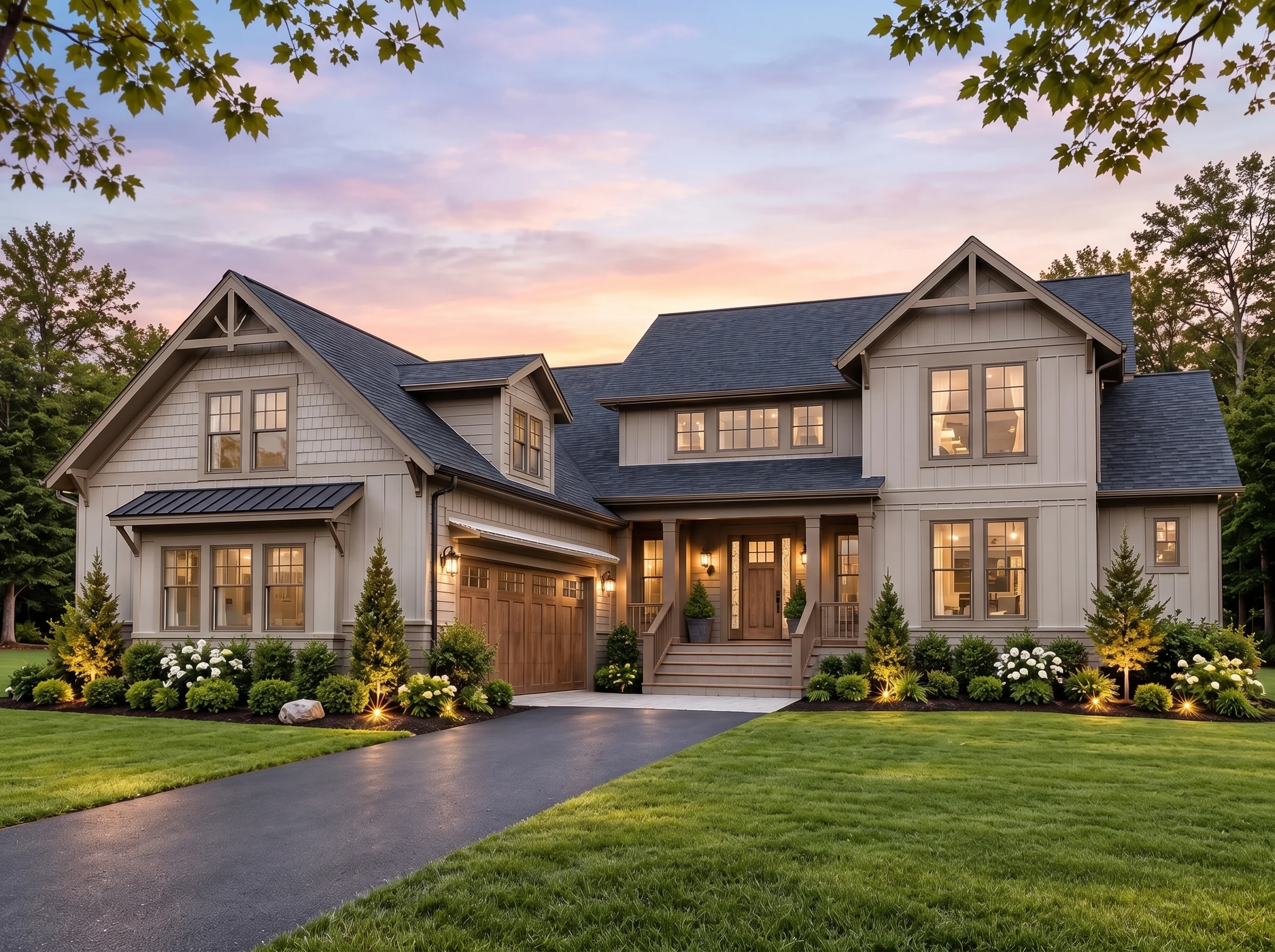 Plan  17-1644 – The Perez Cottage |  New American – 2-Bed, 3-Bath, 3,248 SF - Mushroom Taupe, AI-generated exterior concept