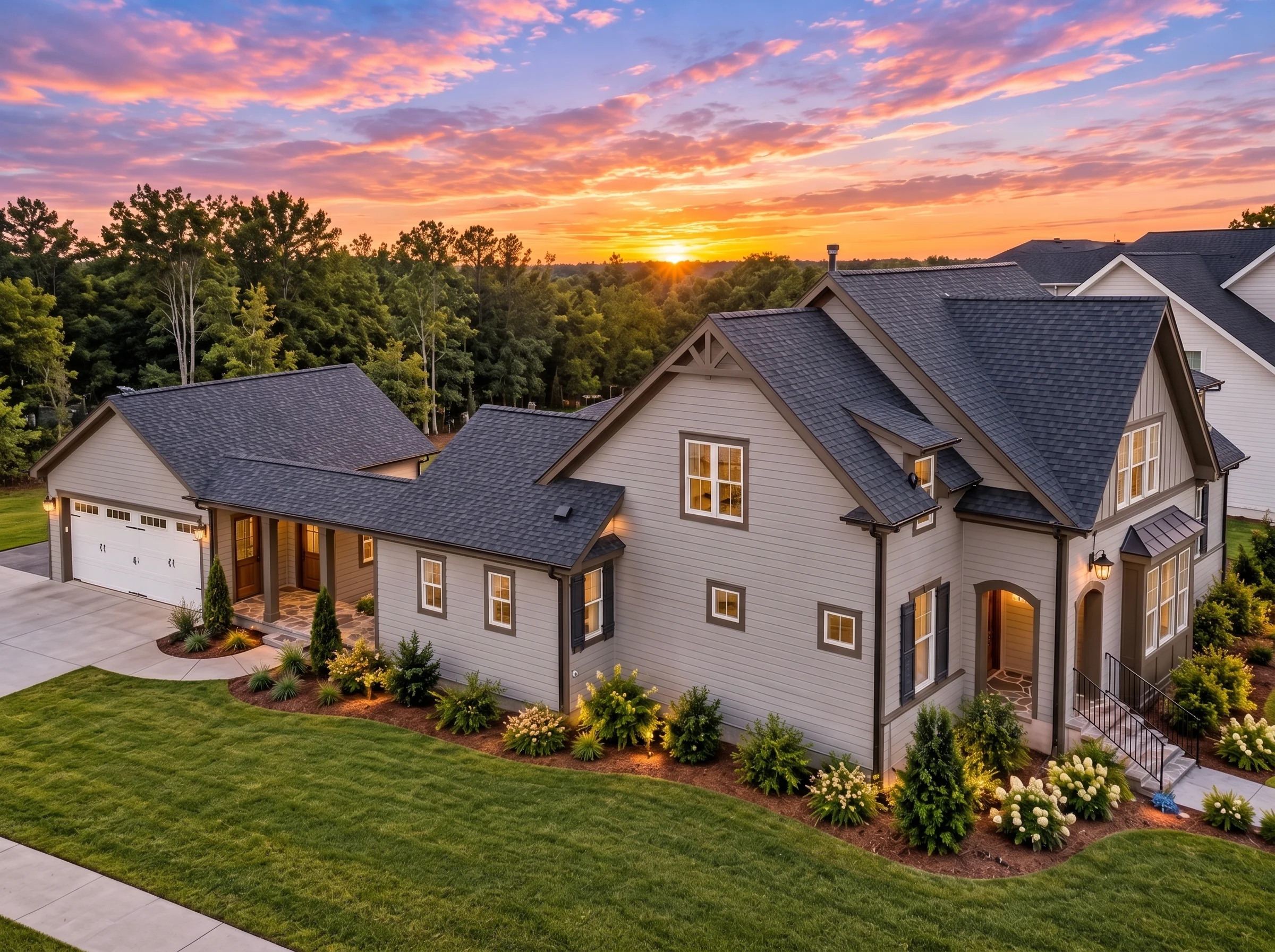 Plan  17-1645 – Roberts Crossing |  Modern Farmhouse – 3-Bed, 2.5-Bath, 2,506 SF - Mushroom Taupe, AI-generated exterior concept