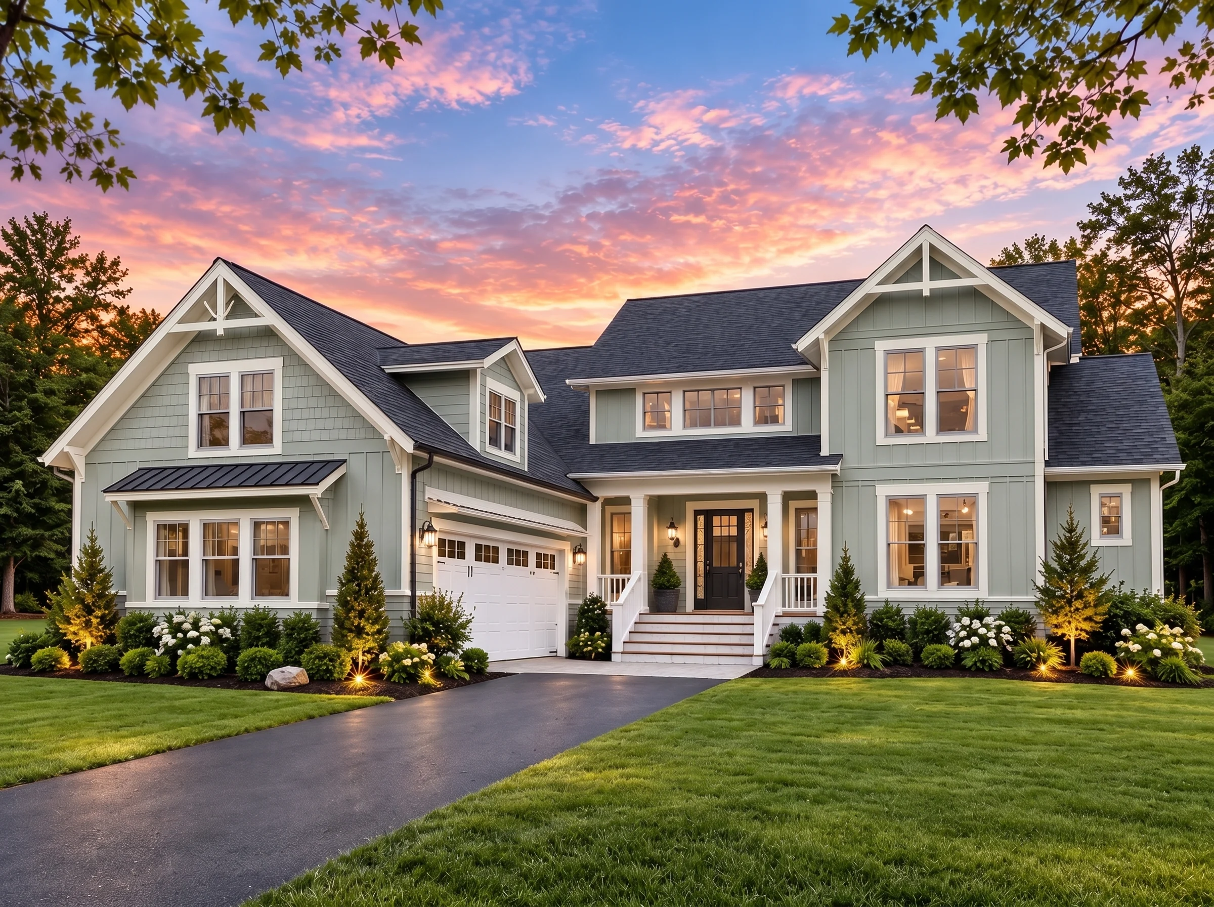 Plan  17-1644 – The Perez Cottage |  New American – 2-Bed, 3-Bath, 3,248 SF - Muted Sage, AI-generated exterior concept