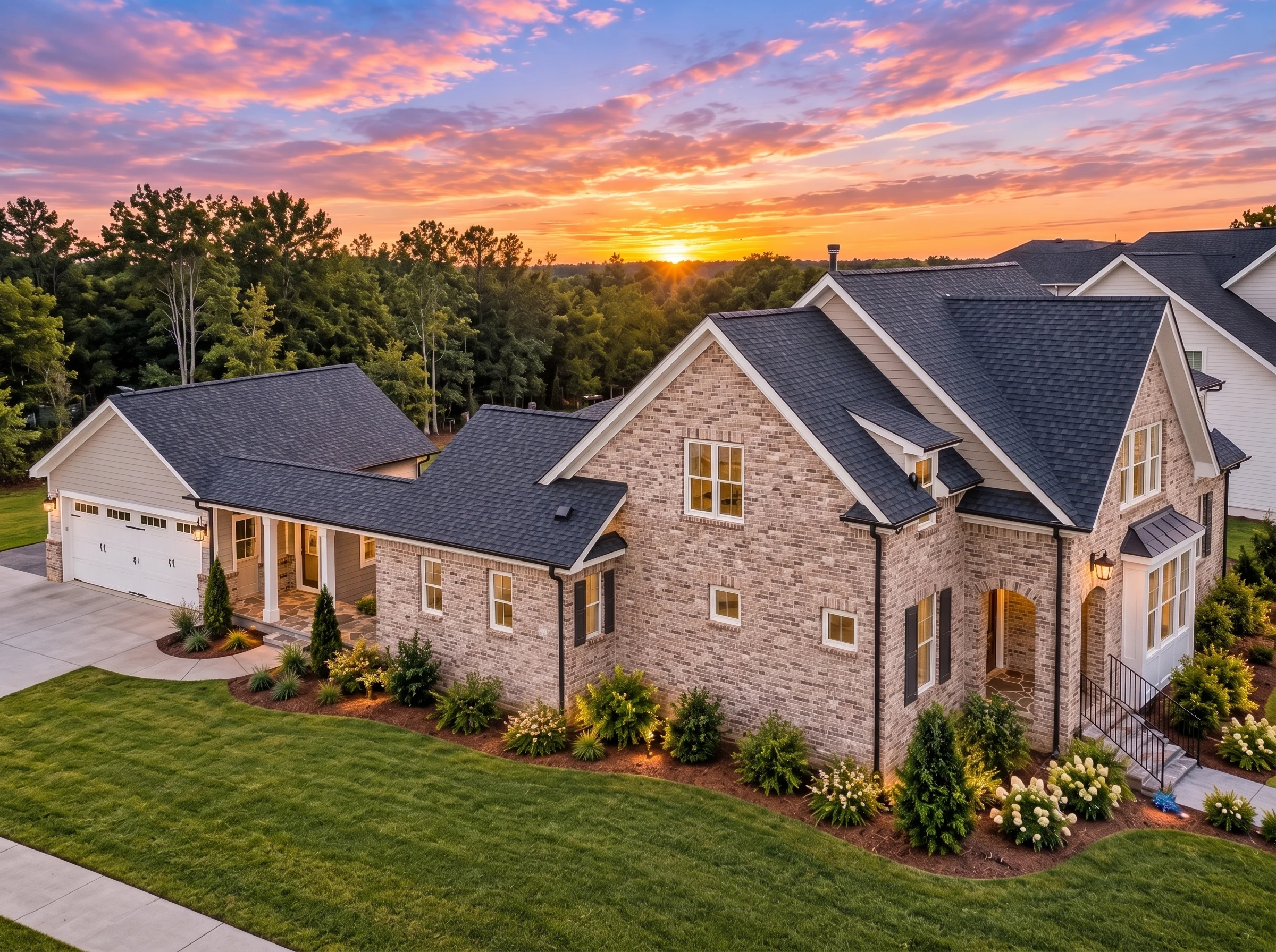 Plan  17-1645 – Roberts Crossing |  Modern Farmhouse – 3-Bed, 2.5-Bath, 2,506 SF - Natural Brick, AI-generated exterior concept