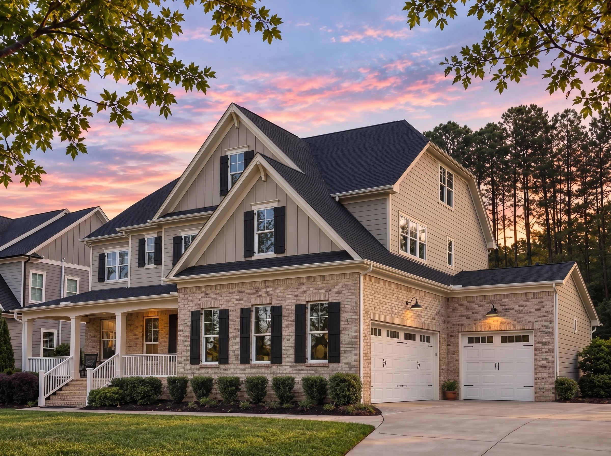 Plan  17-1685 – Aster Cedar Lodge |  New American – 5-Bed, 4-Bath, 3,620 SF - Natural Brick, AI-generated exterior concept
