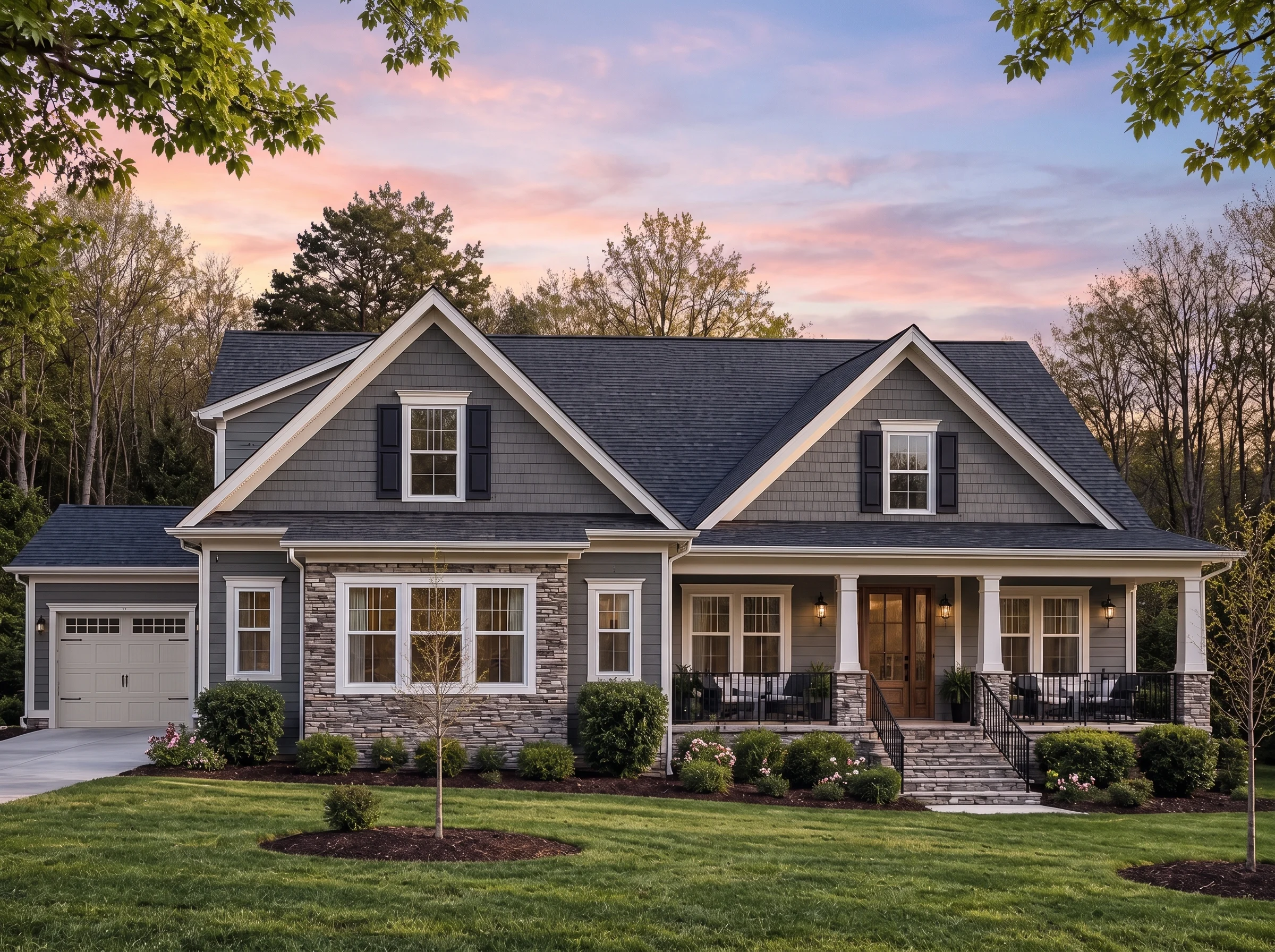 Plan  17-1812 – The Collins Haven |  New American – 3-Bed, 3-Bath, 3,113 SF - Warm Charcoal, AI-generated exterior concept