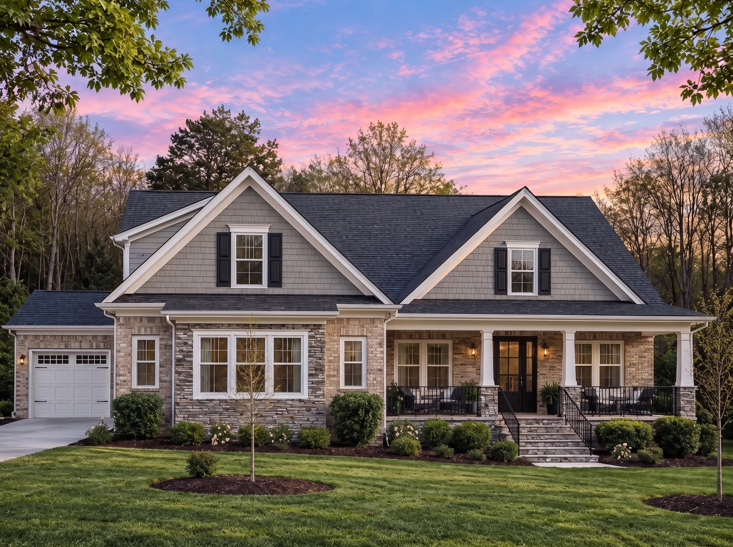 Plan  17-1812 – The Collins Haven |  New American – 3-Bed, 3-Bath, 3,113 SF - Natural Brick, AI-generated exterior concept