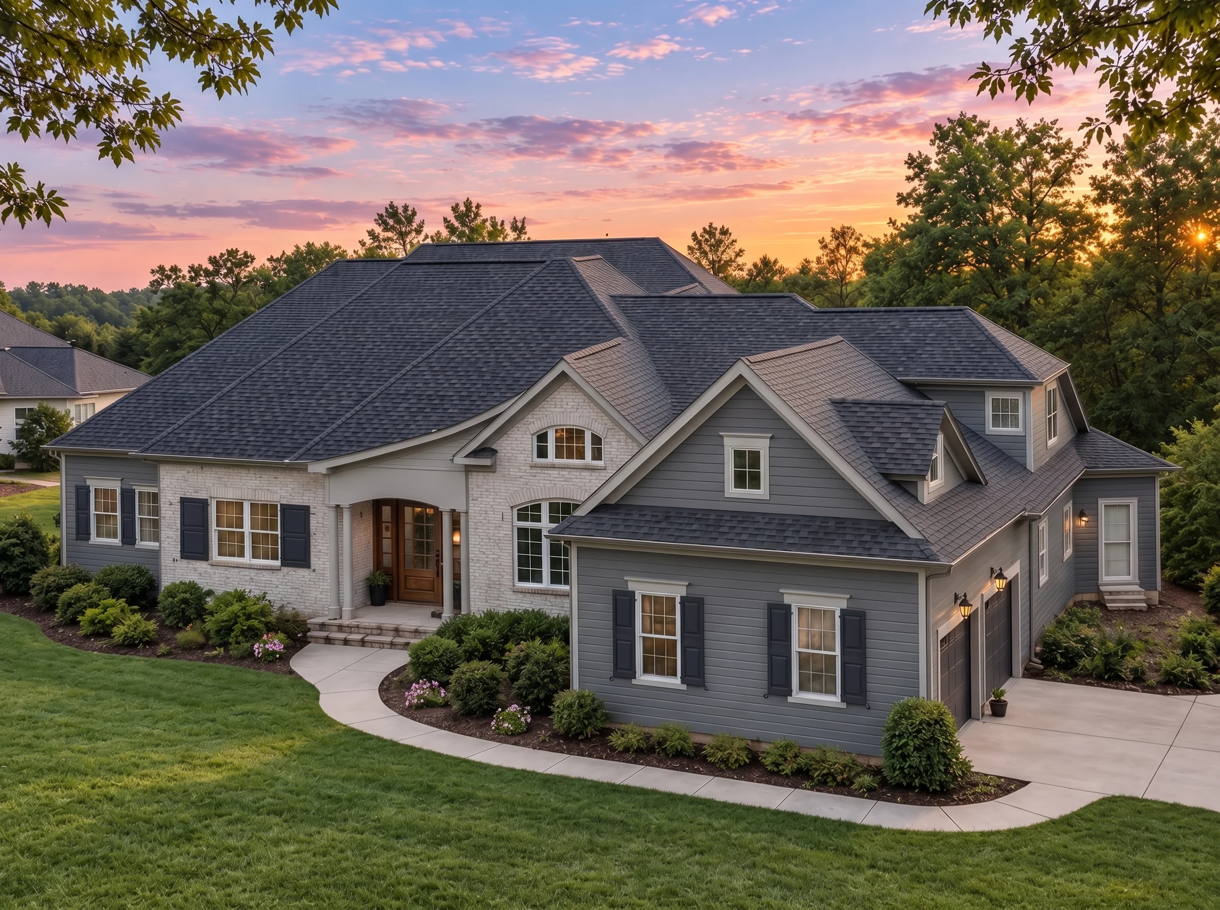 Plan  17-2044 – The Cox Haven |  Traditional – 3-Bed, 2-Bath, 2,968 SF - Warm Charcoal, AI-generated exterior concept