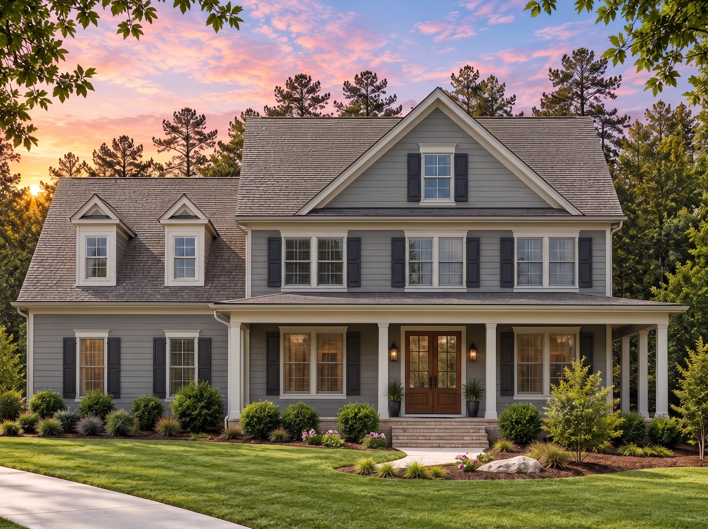 Plan  17-2027 – HomeGuardHaven |  Colonial – 4-Bed, 3.5-Bath, 2,885 SF - Warm Charcoal, AI-generated exterior concept