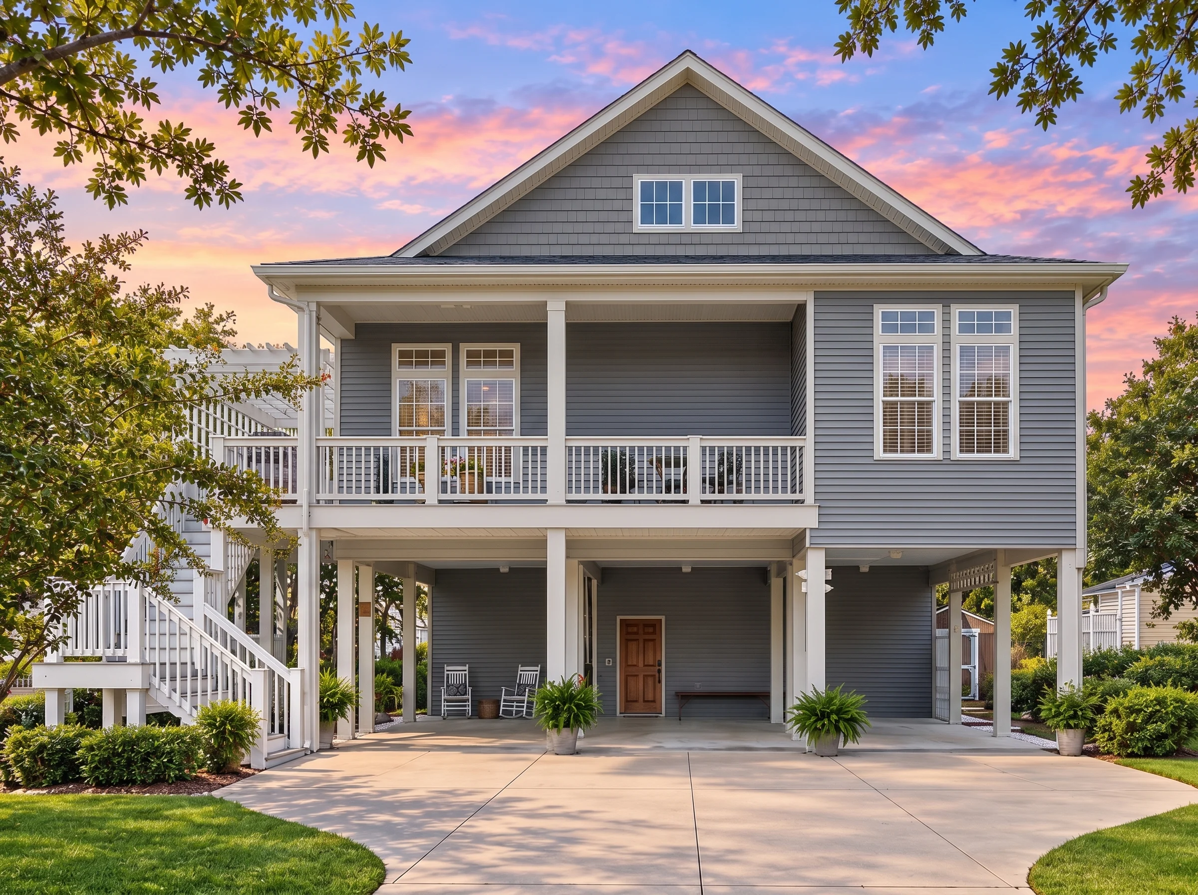 Plan  17-1954 – Murphy Retreat |  Coastal – 2-Bed, 2-Bath, 1,390 SF - Warm Charcoal, AI-generated exterior concept