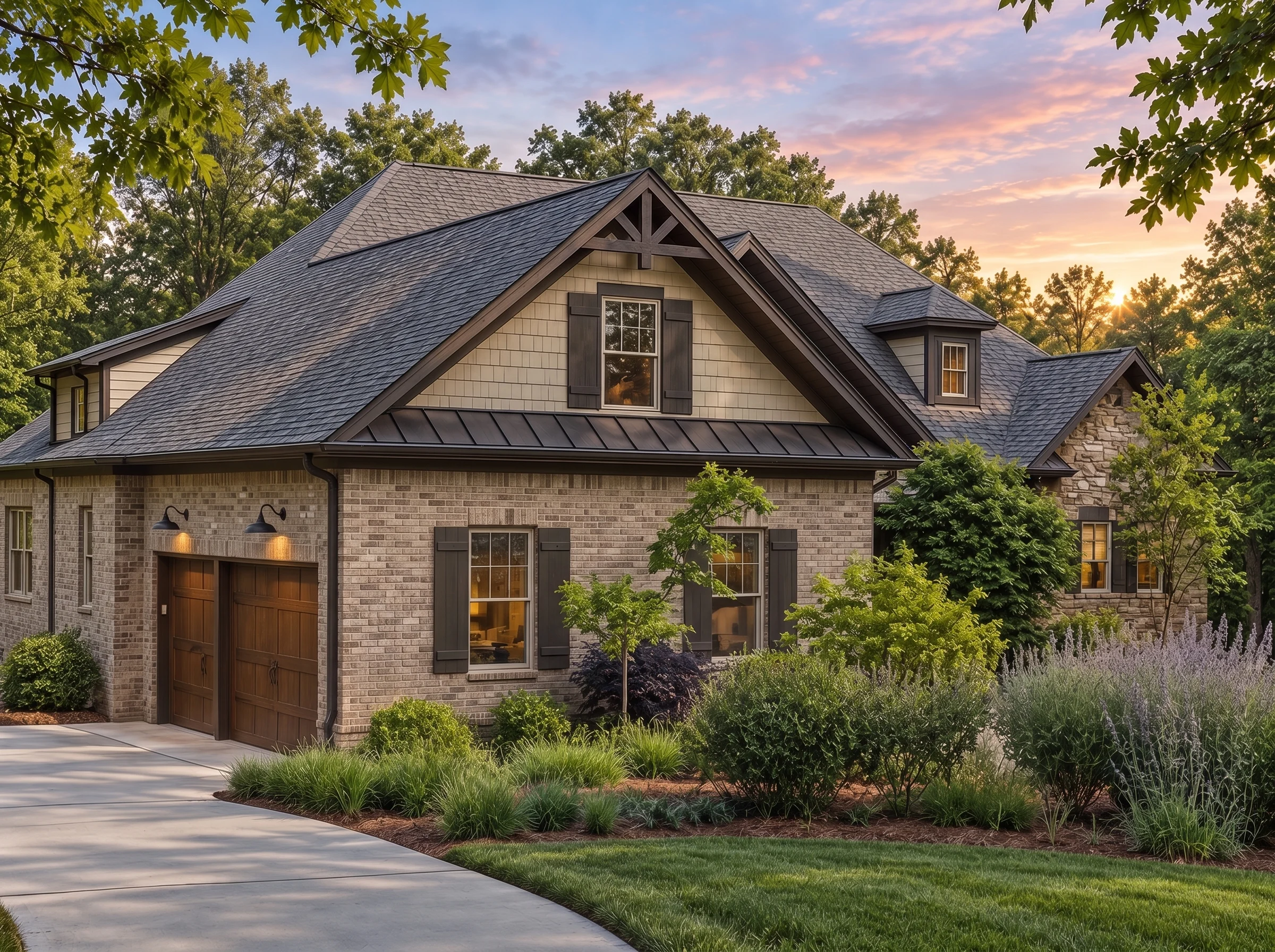 Plan  17-2012 – Aster Creek Manor |  Craftsman – 4-Bed, 3-Bath, 4,887 SF - Natural Brick, AI-generated exterior concept