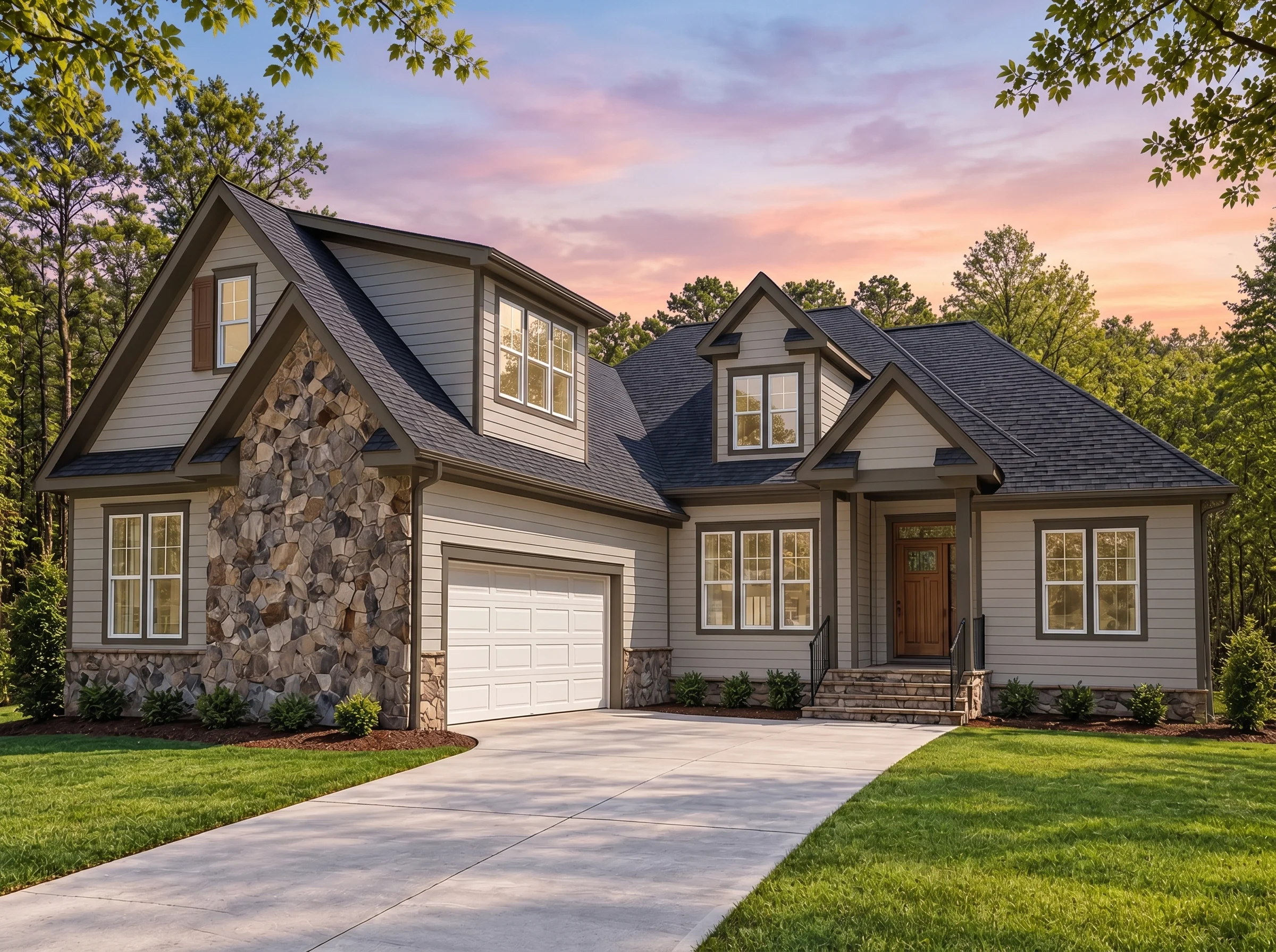 Plan  17-2082 – Prop Retreat | New  American – 4-Bed, 3.5-Bath, 3,186 SF - Mushroom Taupe, AI-generated exterior concept