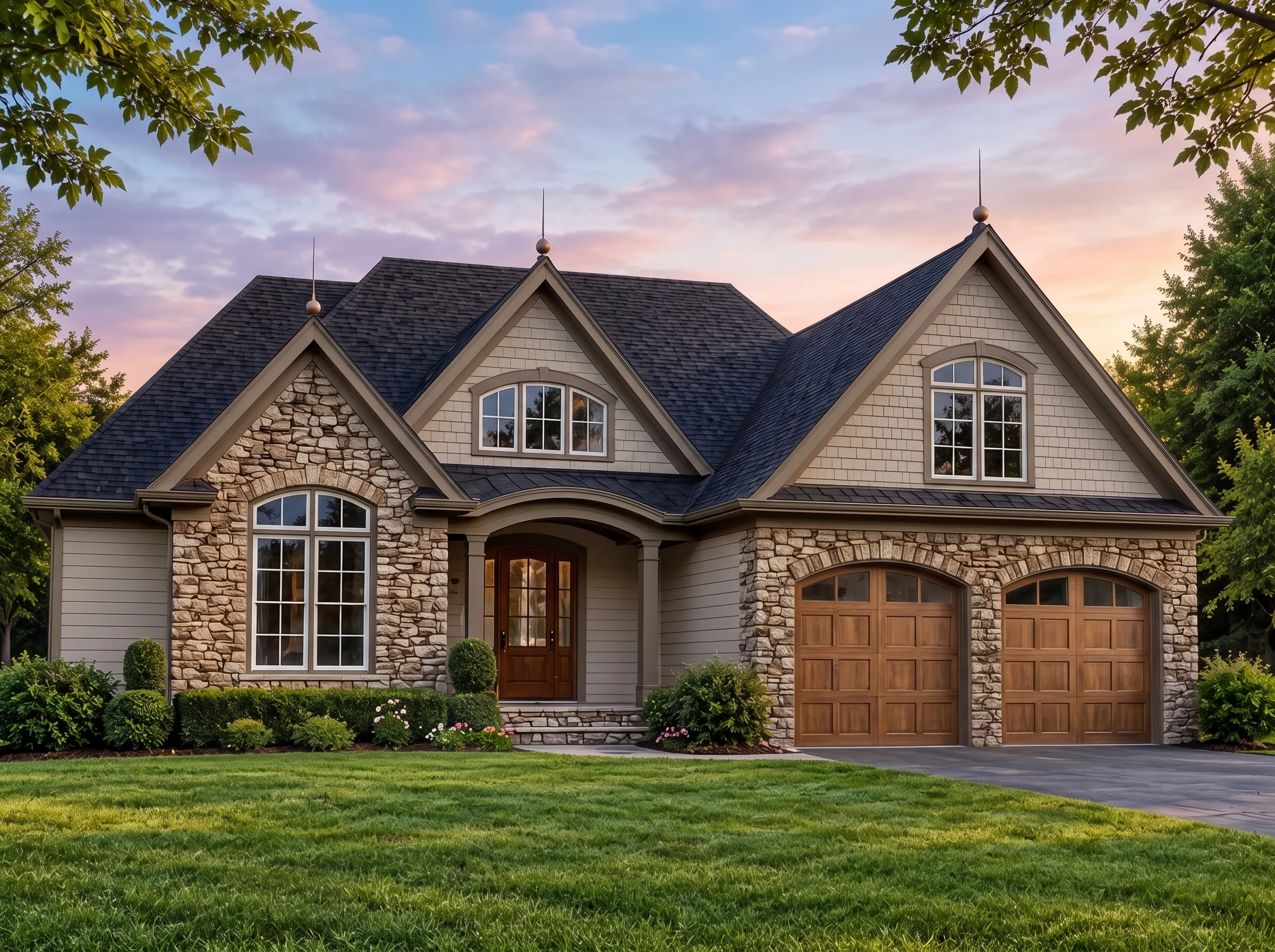 Plan  18-1123 – Sierra Nevada Cabin  | New American – 3-Bed, 3.5-Bath, 2,502 SF - Mushroom Taupe, AI-generated exterior concept