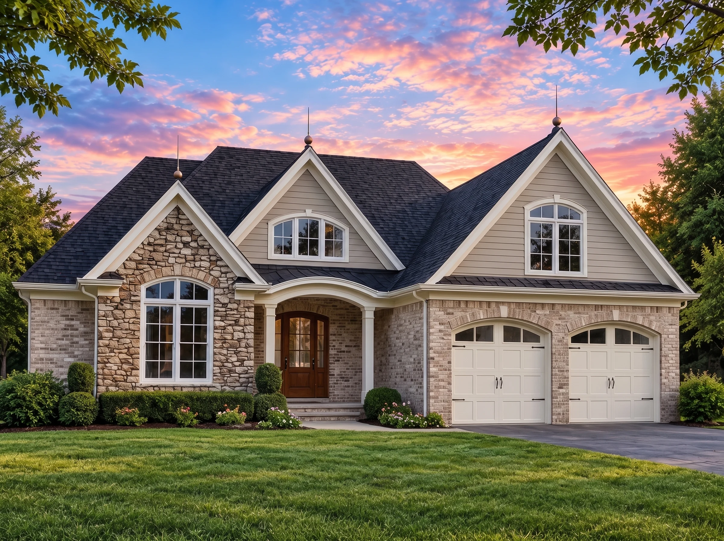 Plan  18-1123 – Sierra Nevada Cabin  | New American – 3-Bed, 3.5-Bath, 2,502 SF - Natural Brick, AI-generated exterior concept