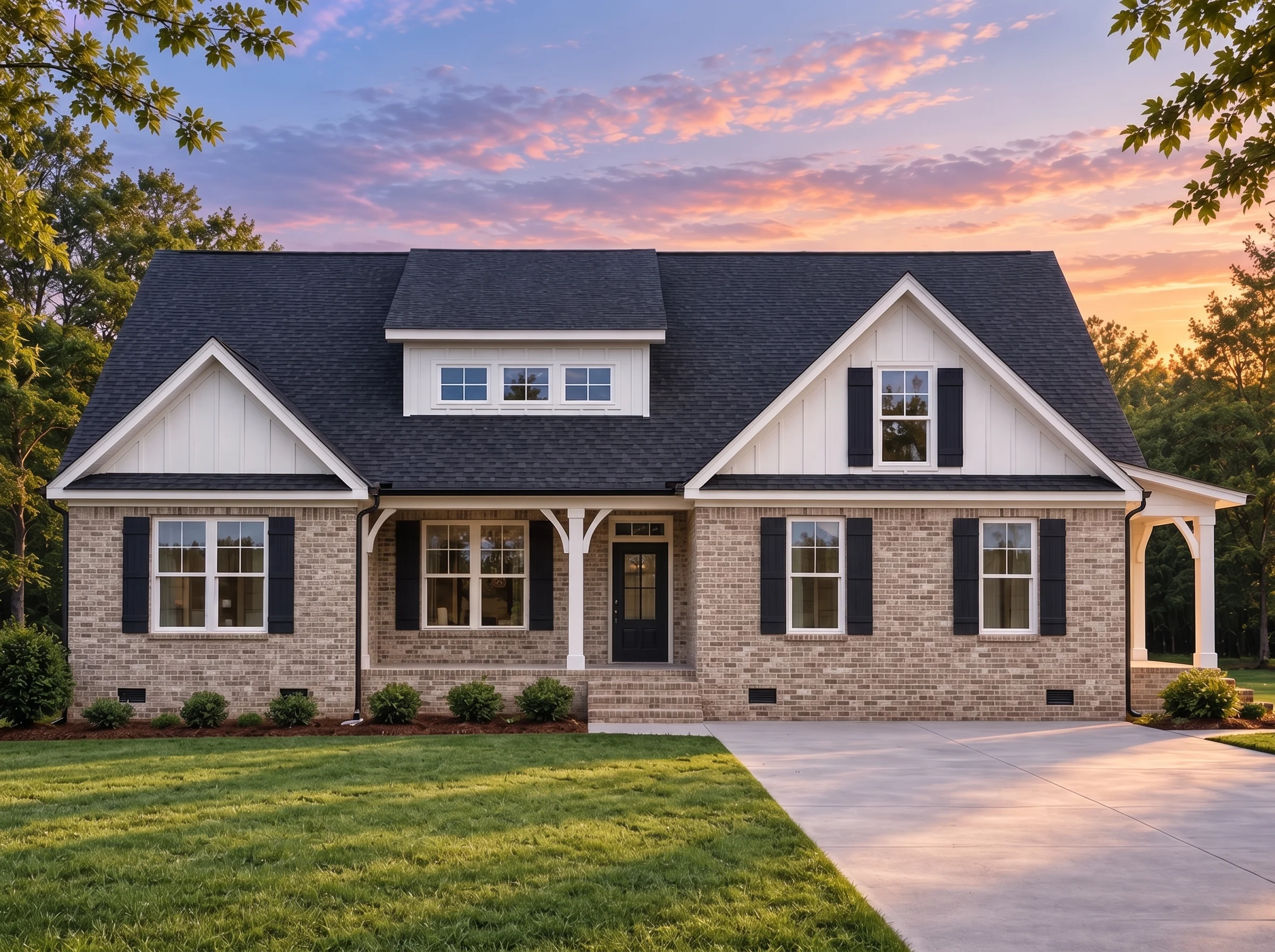 Plan  18-1241 – Auburn Creek Estate  | Modern Farmhouse – 3-Bed, 2-Bath, 2,262 SF - Natural Brick, AI-generated exterior concept