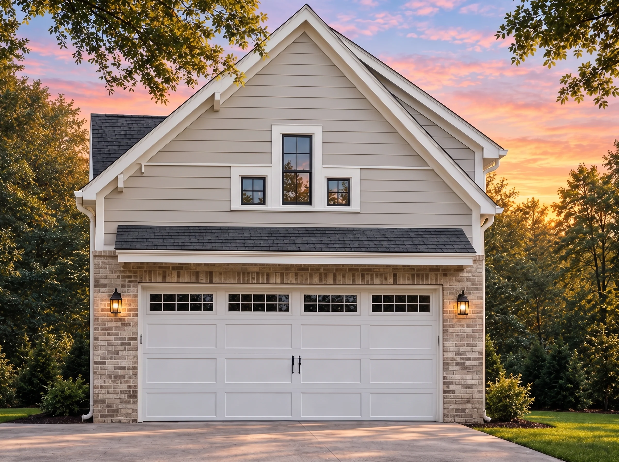Plan  18-1280 – Aster Crest Chalet |  Traditional Garage – 3-Bed, 3-Bath - Natural Brick, AI-generated exterior concept