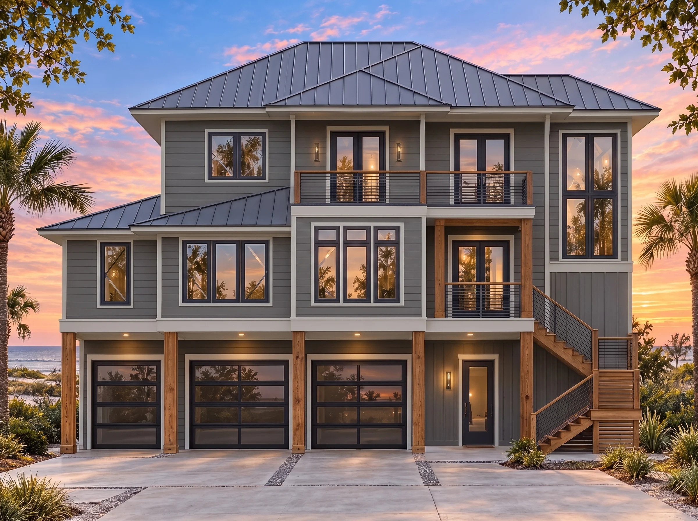 Plan  18-1415 – The Structure |  Coastal – 4-Bed, 3.5-Bath, 3,870 SF - Warm Charcoal, AI-generated exterior concept