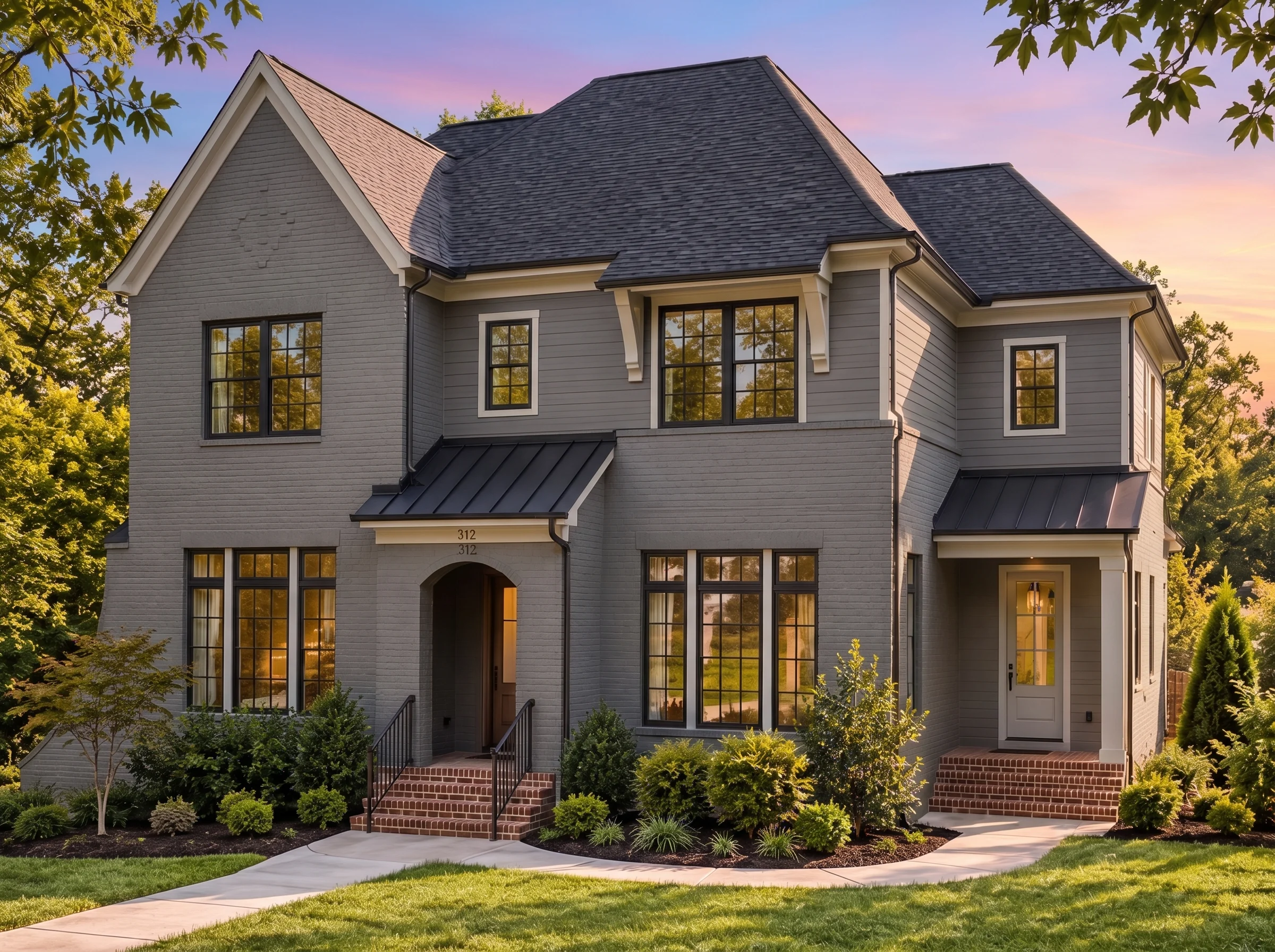 Plan  18-1430 – Olympic Haven |  Modern Farmhouse – 6-Bed, 4.5-Bath, 4,400 SF - Warm Charcoal, AI-generated exterior concept