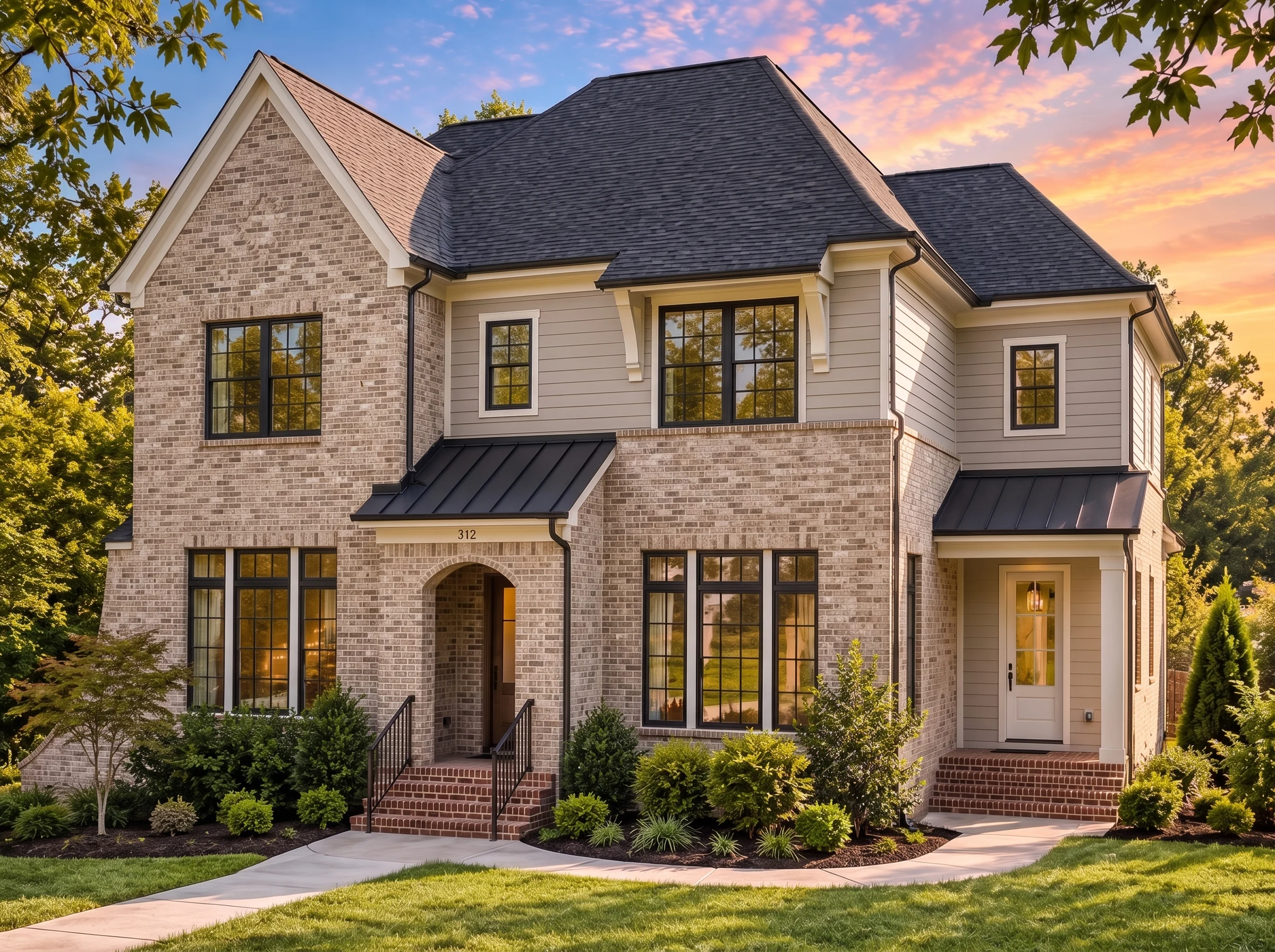 Plan  18-1430 – Olympic Haven |  Modern Farmhouse – 6-Bed, 4.5-Bath, 4,400 SF - Natural Brick, AI-generated exterior concept