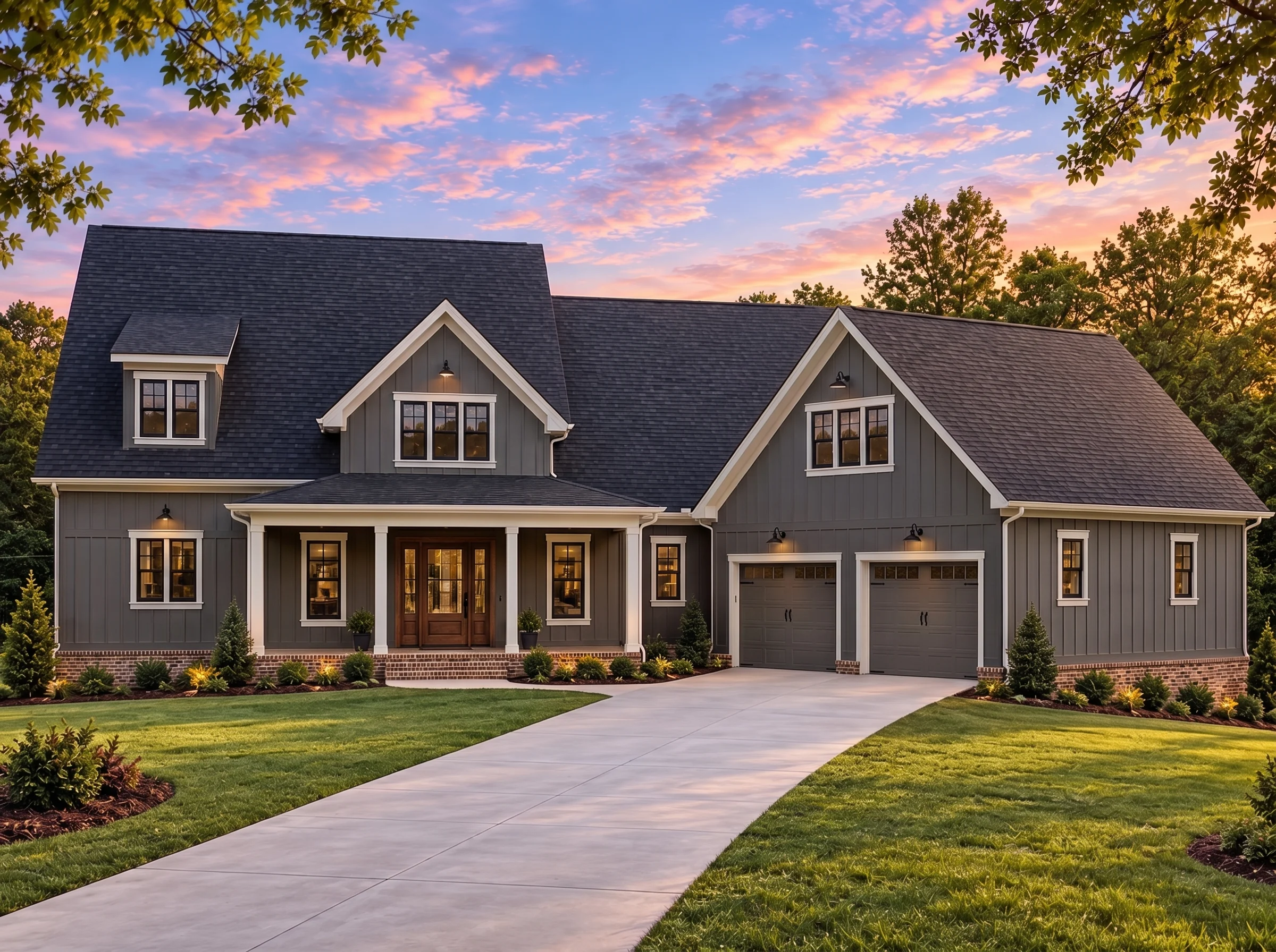 Plan  18-1453 – Vanguard Estate |  Craftsman – 3-Bed, 2-Bath, 3,133 SF - Warm Charcoal, AI-generated exterior concept