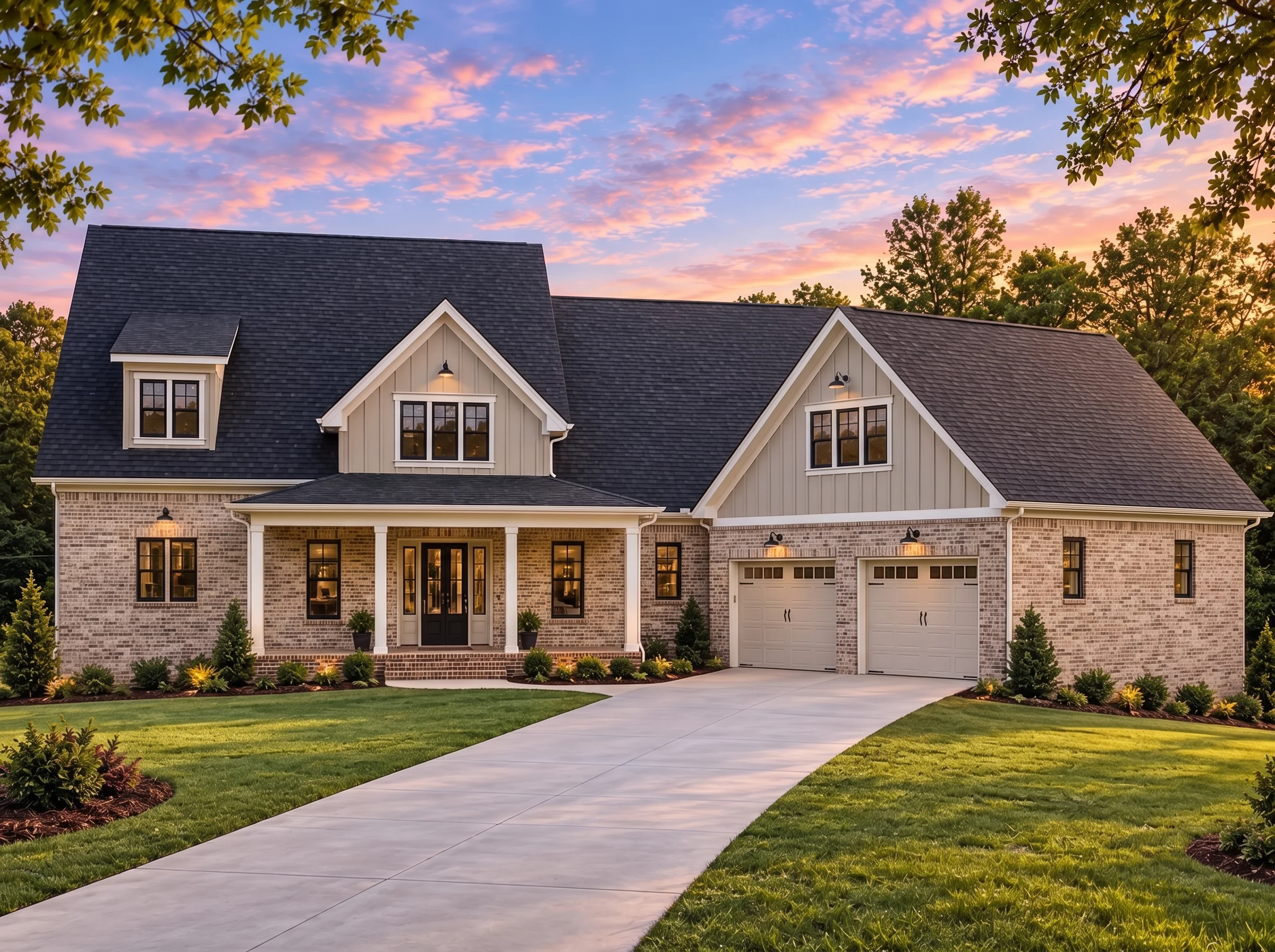 Plan  18-1453 – Vanguard Estate |  Craftsman – 3-Bed, 2-Bath, 3,133 SF - Natural Brick, AI-generated exterior concept
