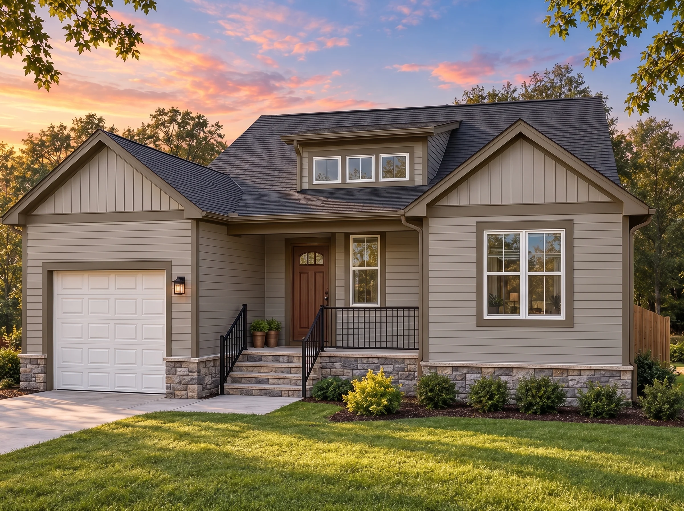 Plan  18-1494 – Crows Nest |  Traditional Craftsman – 3-Bed, 2-Bath, 1,758 SF - Mushroom Taupe, AI-generated exterior concept