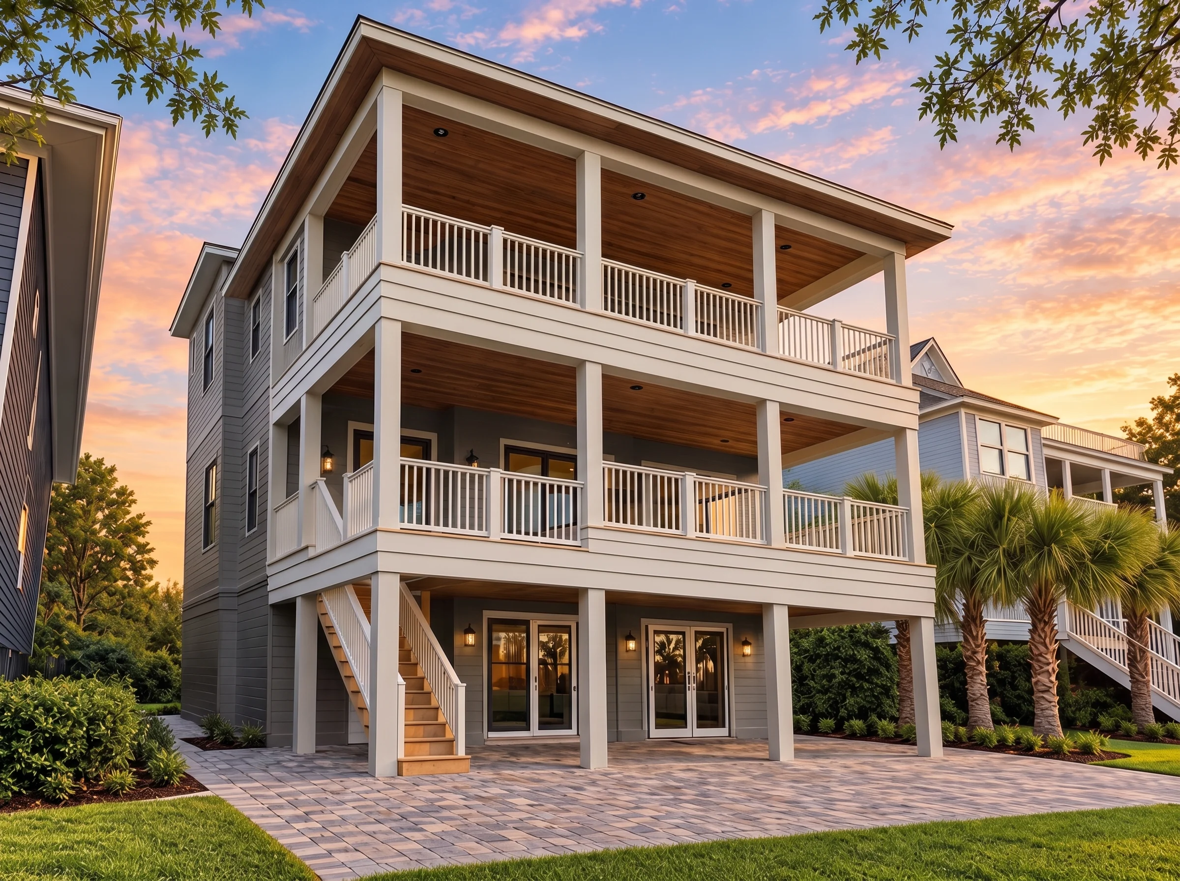 Plan  18-1576 – Aster Springs Place  | Coastal – 5-Bed, 4.5-Bath, 4,216 SF - Warm Charcoal, AI-generated exterior concept