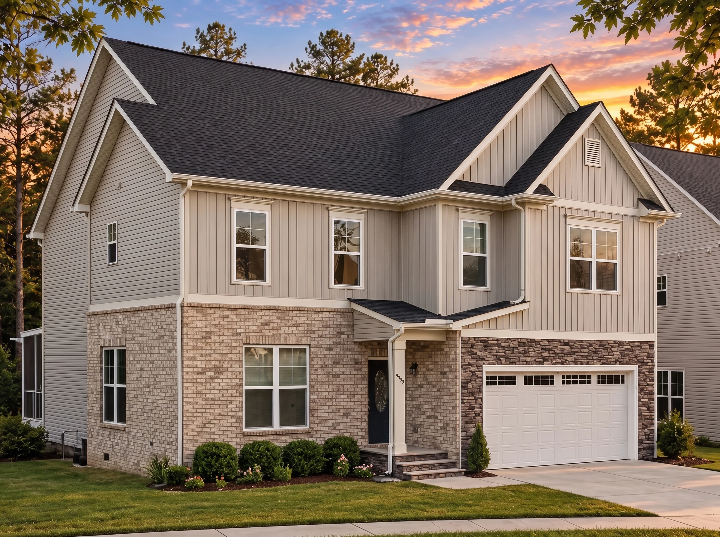 Plan  18-1564 – The Wilson Farmhouse  | New American – 4-Bed, 3.5-Bath, 2,274 SF - Natural Brick, AI-generated exterior concept