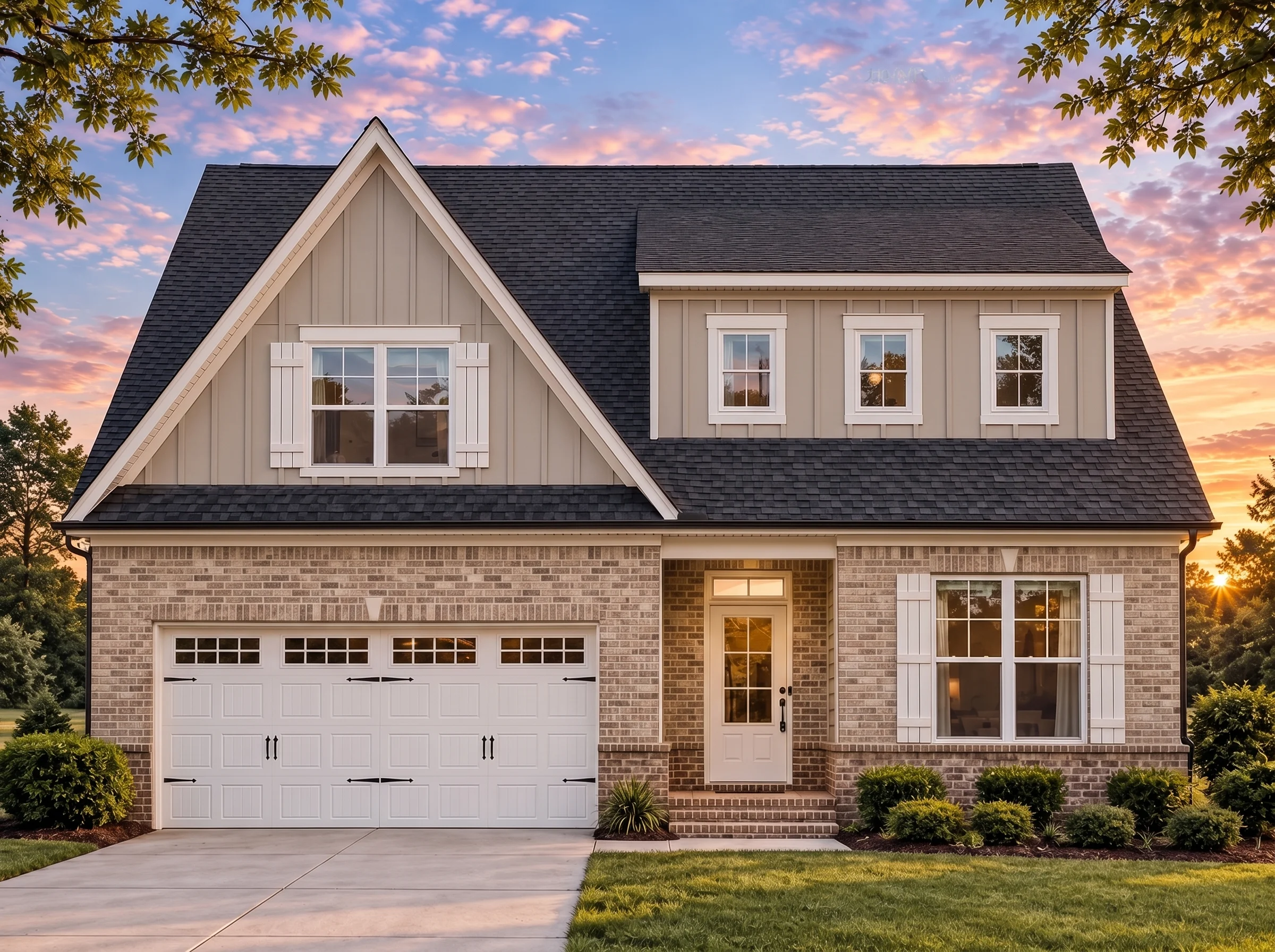 Plan  18-1583 – Aster River Manor |  Traditional Craftsman – 3-Bed, 2.5-Bath, 1,990 SF - Natural Brick, AI-generated exterior concept