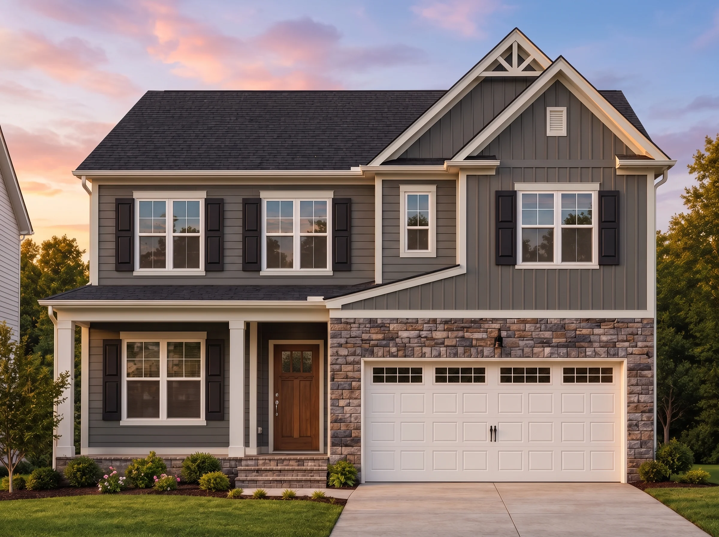 Plan  18-1595 – The Taylor Estate |  Traditional Craftsman – 5-Bed, 3.5-Bath, 4,057 SF - Warm Charcoal, AI-generated exterior concept