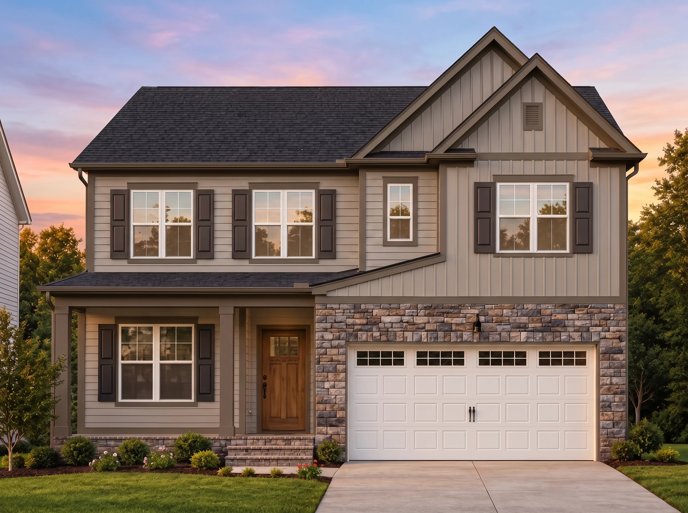 Plan  18-1595 – The Taylor Estate |  Traditional Craftsman – 5-Bed, 3.5-Bath, 4,057 SF - Mushroom Taupe, AI-generated exterior concept