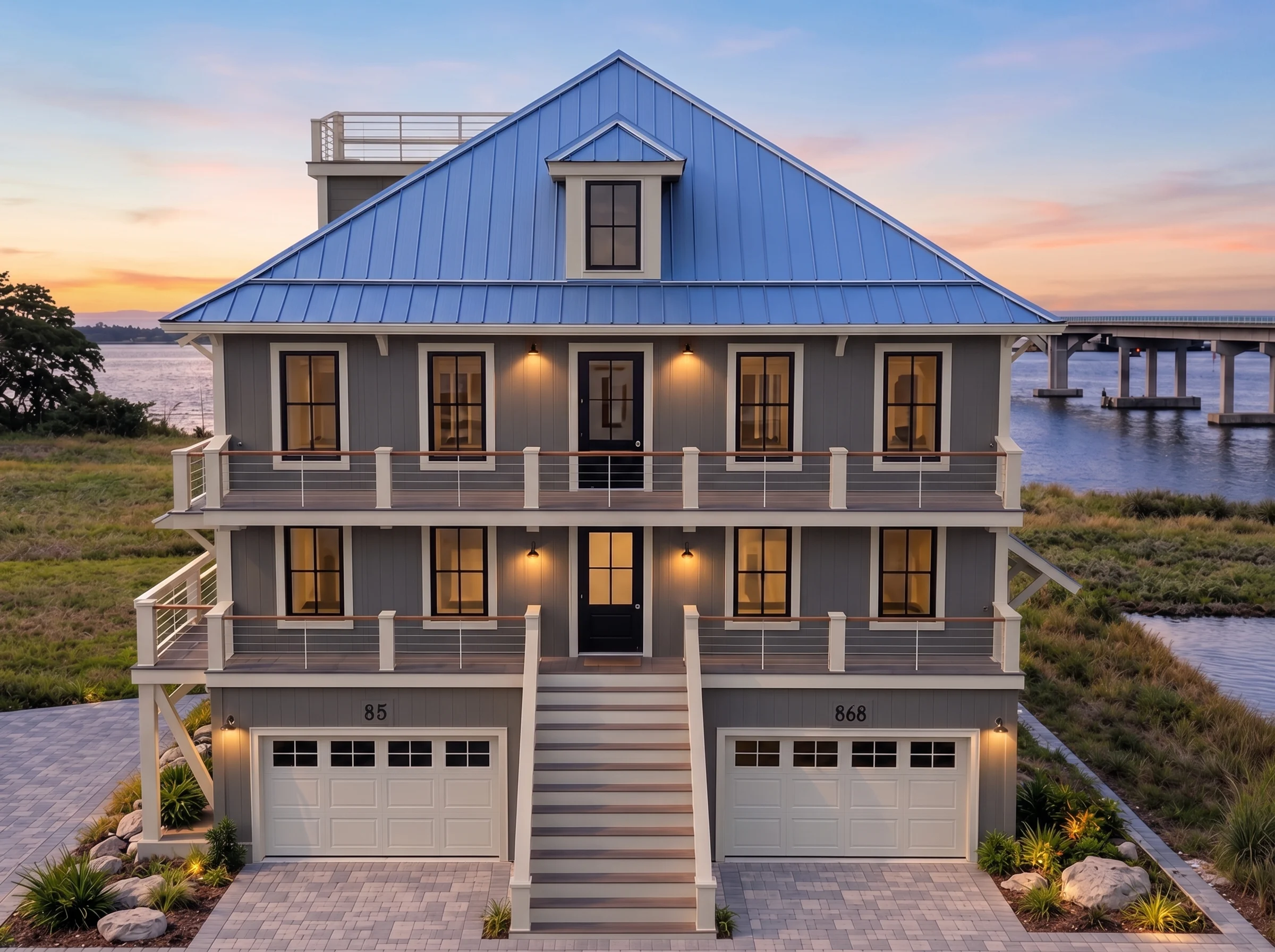 Plan  18-1634 – Auburn Heights Estate  | Charleston – 5-Bed, 5.5-Bath, 3,240 SF - Warm Charcoal, AI-generated exterior concept