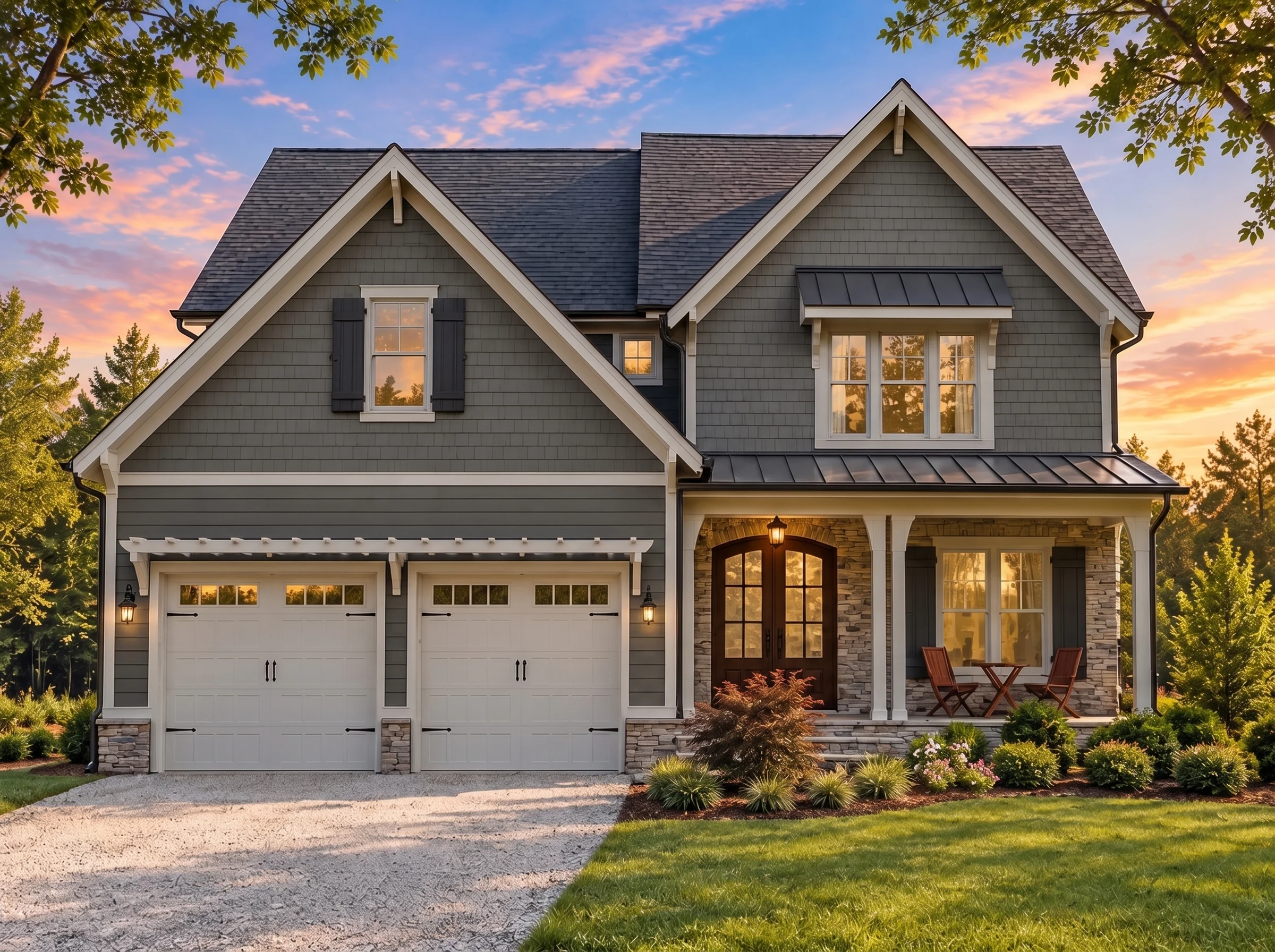 Plan  18-1636 – Wyoming Basin |  Craftsman – 5-Bed, 5.5-Bath, 3,914 SF - Warm Charcoal, AI-generated exterior concept